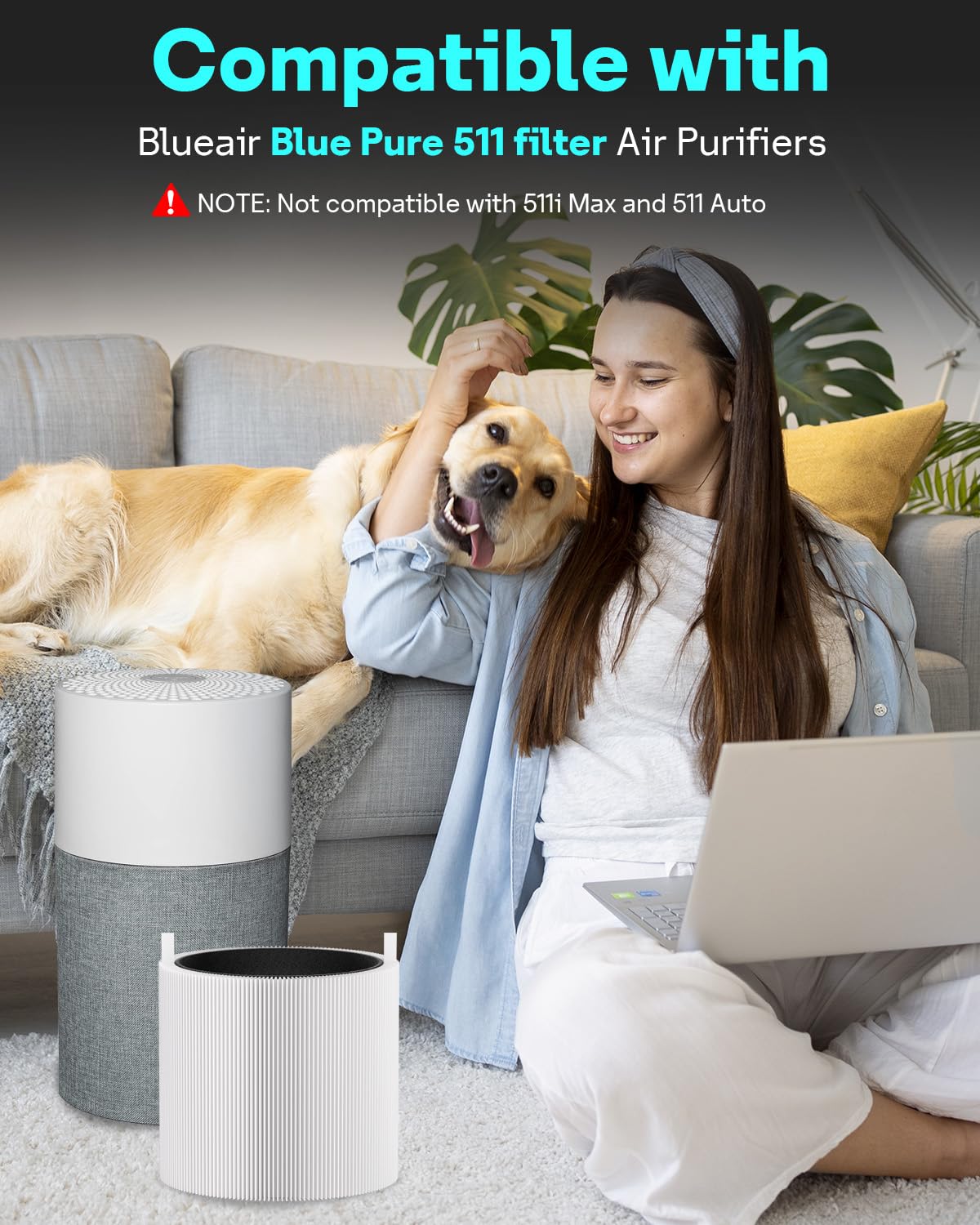 Leemone 2 Pack Blue Pure 511 Filter Replacement Compatible With Blueair Blue Pure 511 Air Purifier, H13 True Hepa & Activated Ca