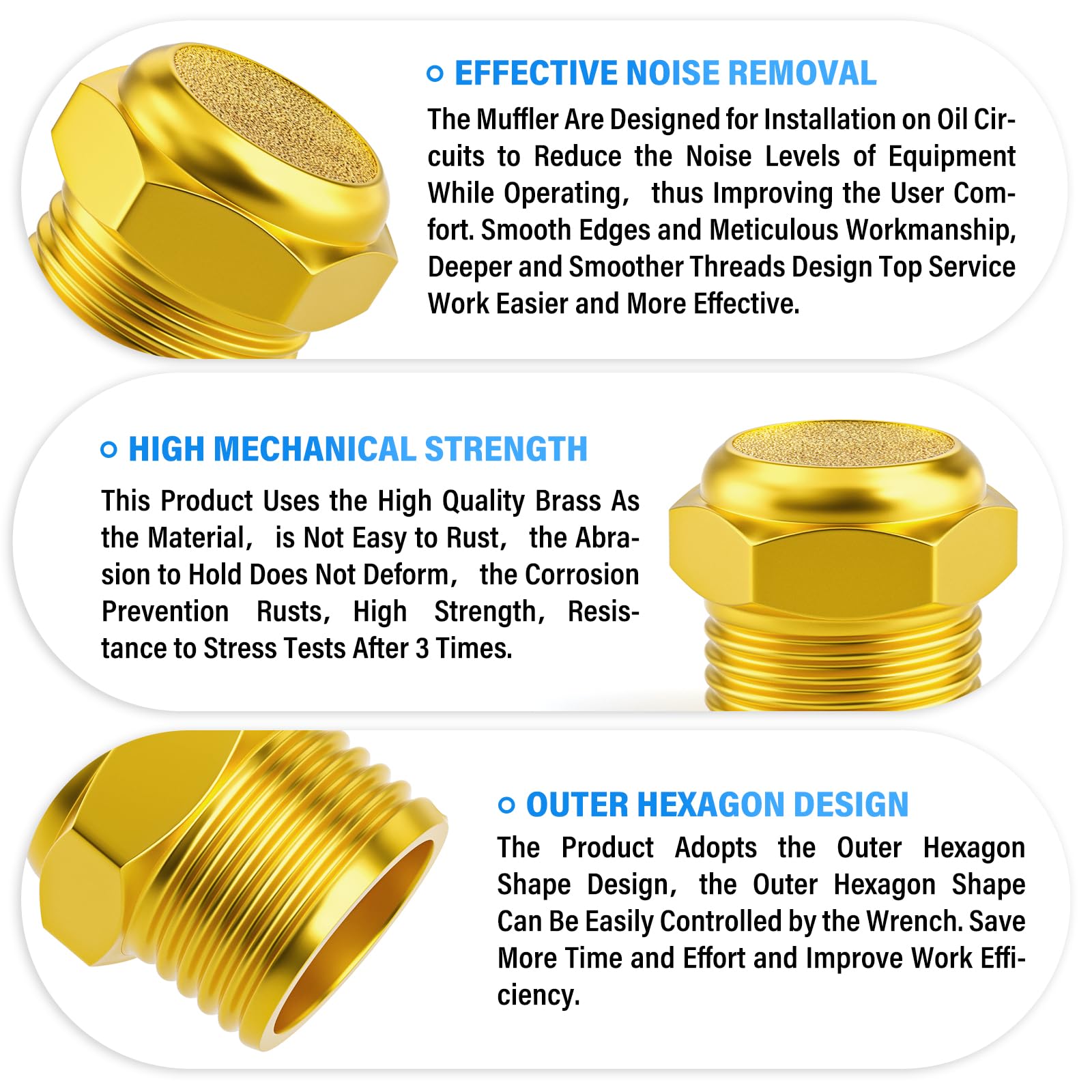 Tailonz Pneumatic Sintered Bronze Exhaust Muffler 1/8 Inch Npt   Brass Body (Pack Of 10)