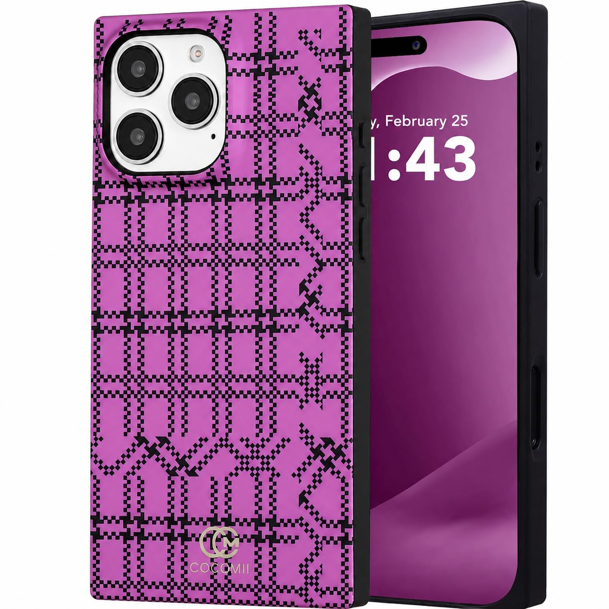 COCOMII Rectangle Case for iPhone 16 Pro Max, Compatible with MagSafe, Amethyst Plaid