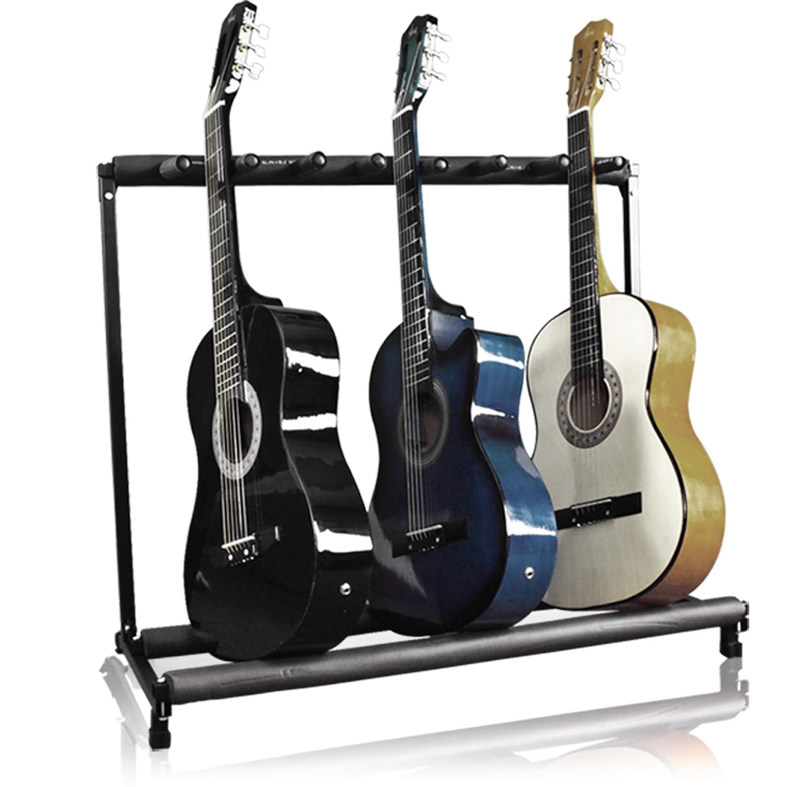 Best Choice Products 7 Guitar Folding Portable Storage Organization Stand Rack Display Decor For Acoustic, Bass, Electric Guitar