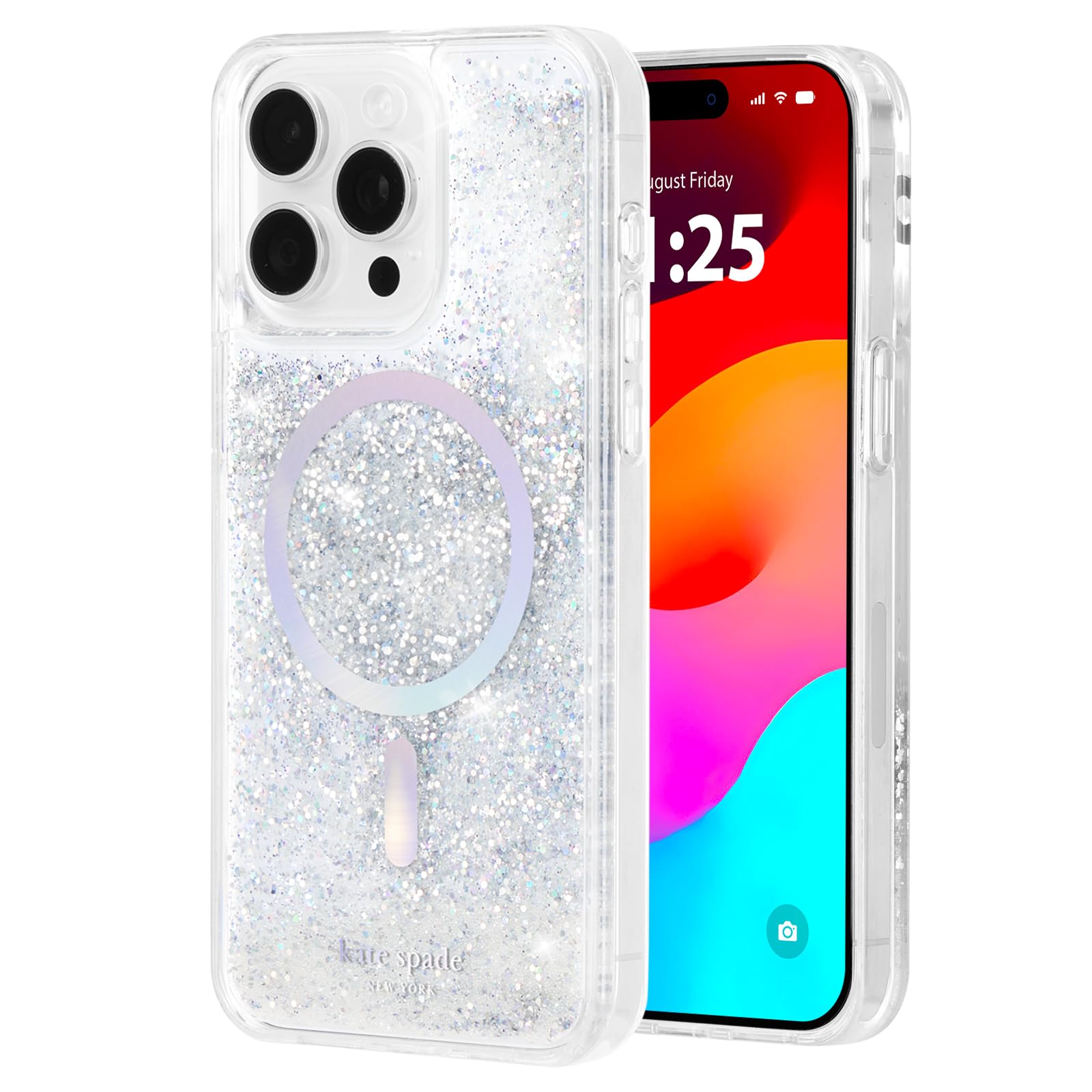 Kate Spade New York Iphone 15 Pro Max Case, Compatible With Magsafe   Liquid Glitter Iridescent