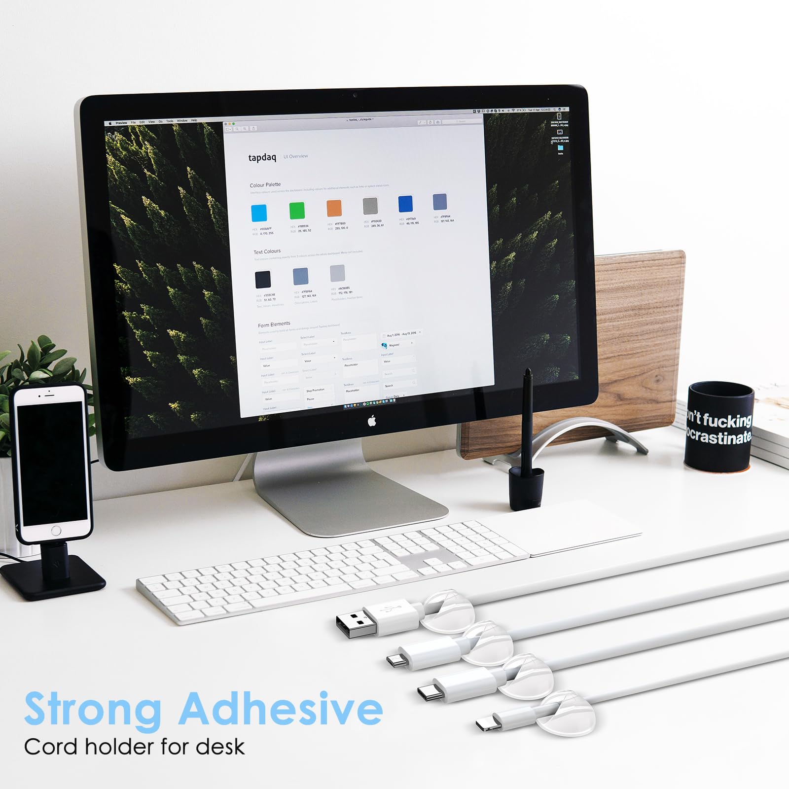 12 Pack Cable Clips, Znben Cord Organizer Holder Adhesive Cord Management Charger Wire Holder Clips For Desk, Home, Office, Car,