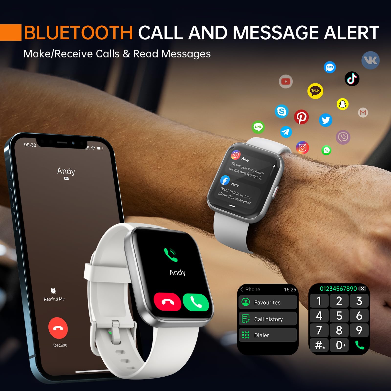 Aeac Smart Watch For Women/Men, Fitness Watch, Alexa Built-In & Stable Bluetooth Call, With Heart Rate/Spo2/Sleep Monitor, 100 S