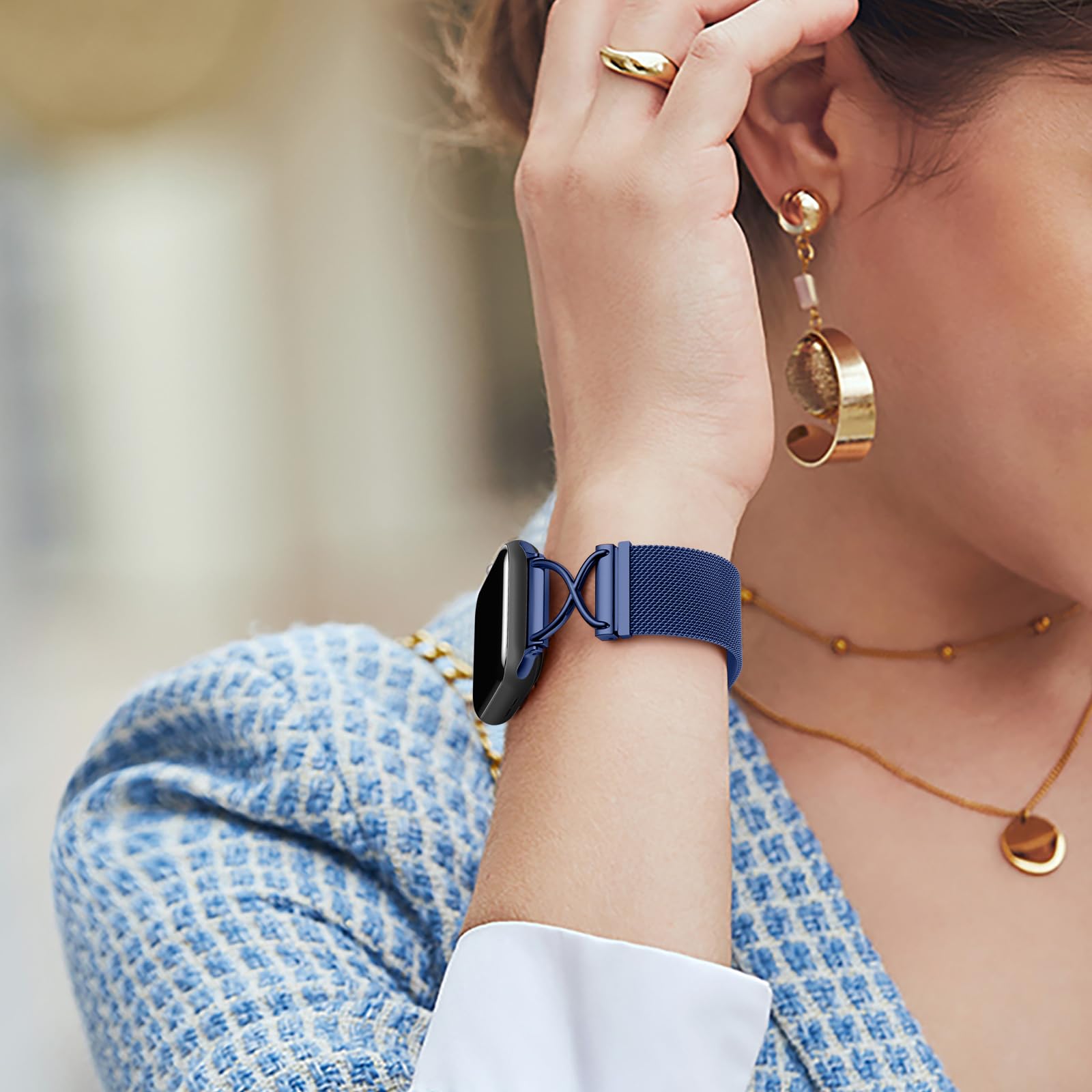 Dirrelo Metal Band Compatible For Apple Watch Bands For Women 40Mm 41Mm 38Mm 44Mm 45Mm 42Mm 49Mm, Mesh Strap With Magnetic Stain