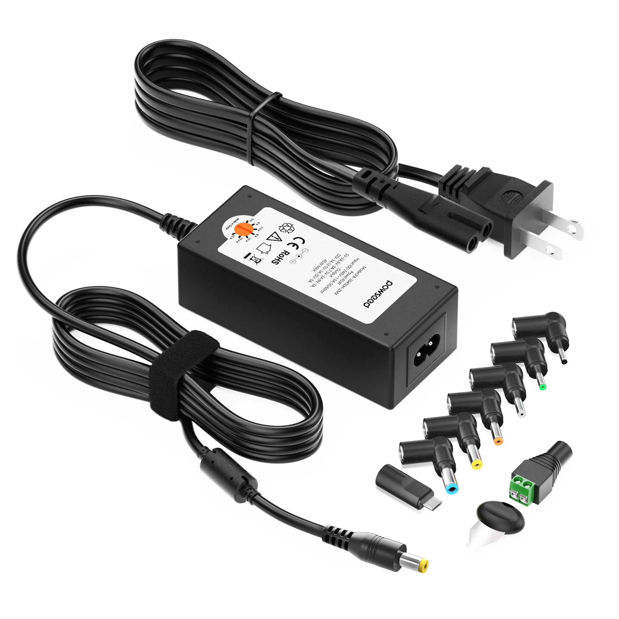 Powseed Universal 45W 5V 6V 7.5V 9V 12V 13.5V 15V Ac Dc Power Adapter For Household Electronics Routers Cctv Ip Cameras Speaker