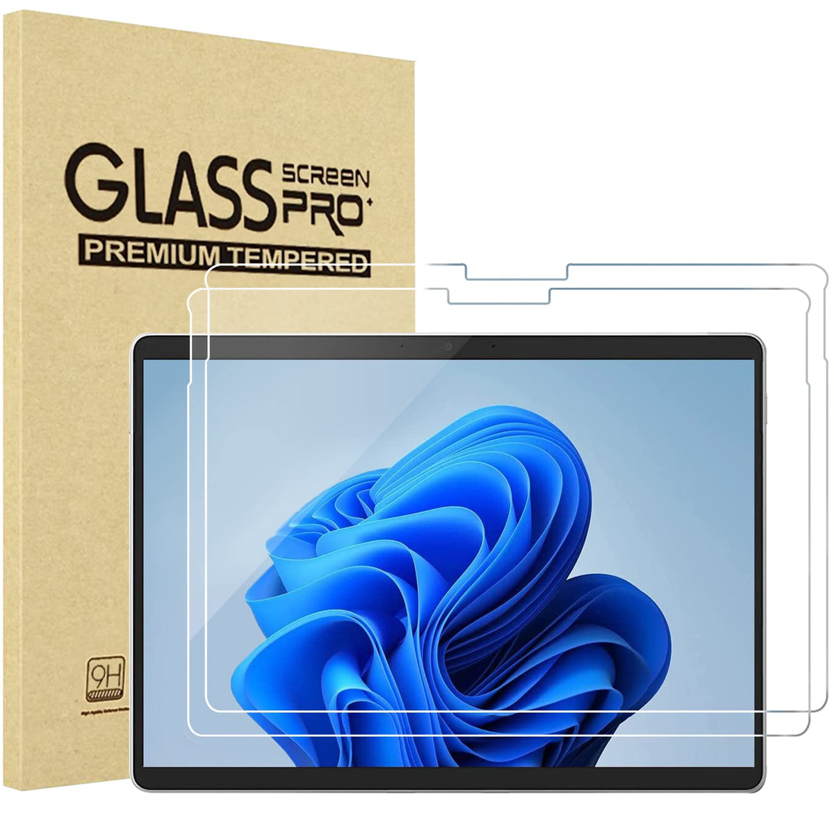 Procase 2 Pack Surface Pro 9 2022 / Surface Pro 8 2021 / Surface Pro X (2021&2019) 13 Inch Screen Protector, 9H Ultra Thin Tempe