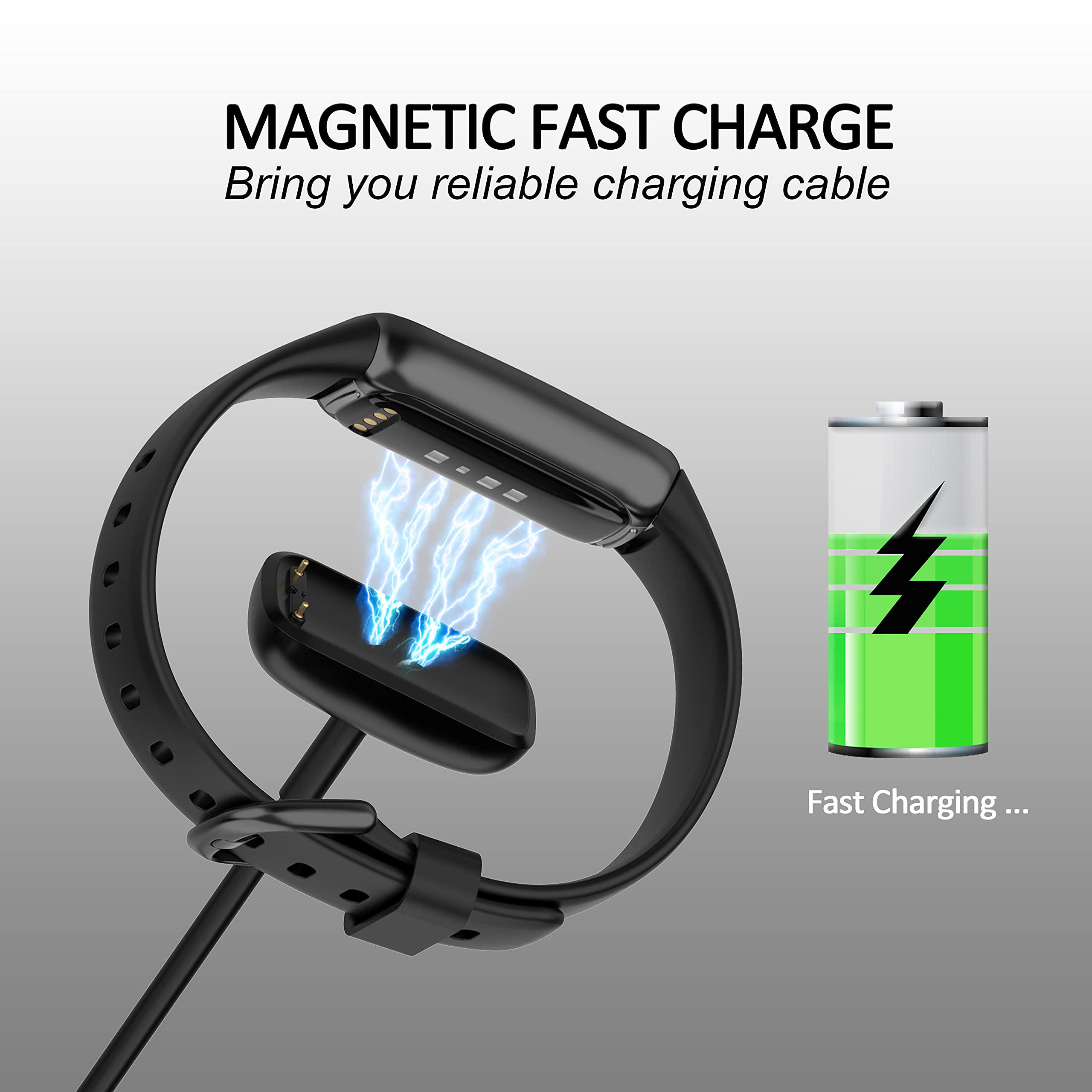 Bicmice Charger Cable For Fitbit Charge 5 Luxe Fitness Tracker Replacement Smartwatch Usb Charging Cable Cord 3.3Ft