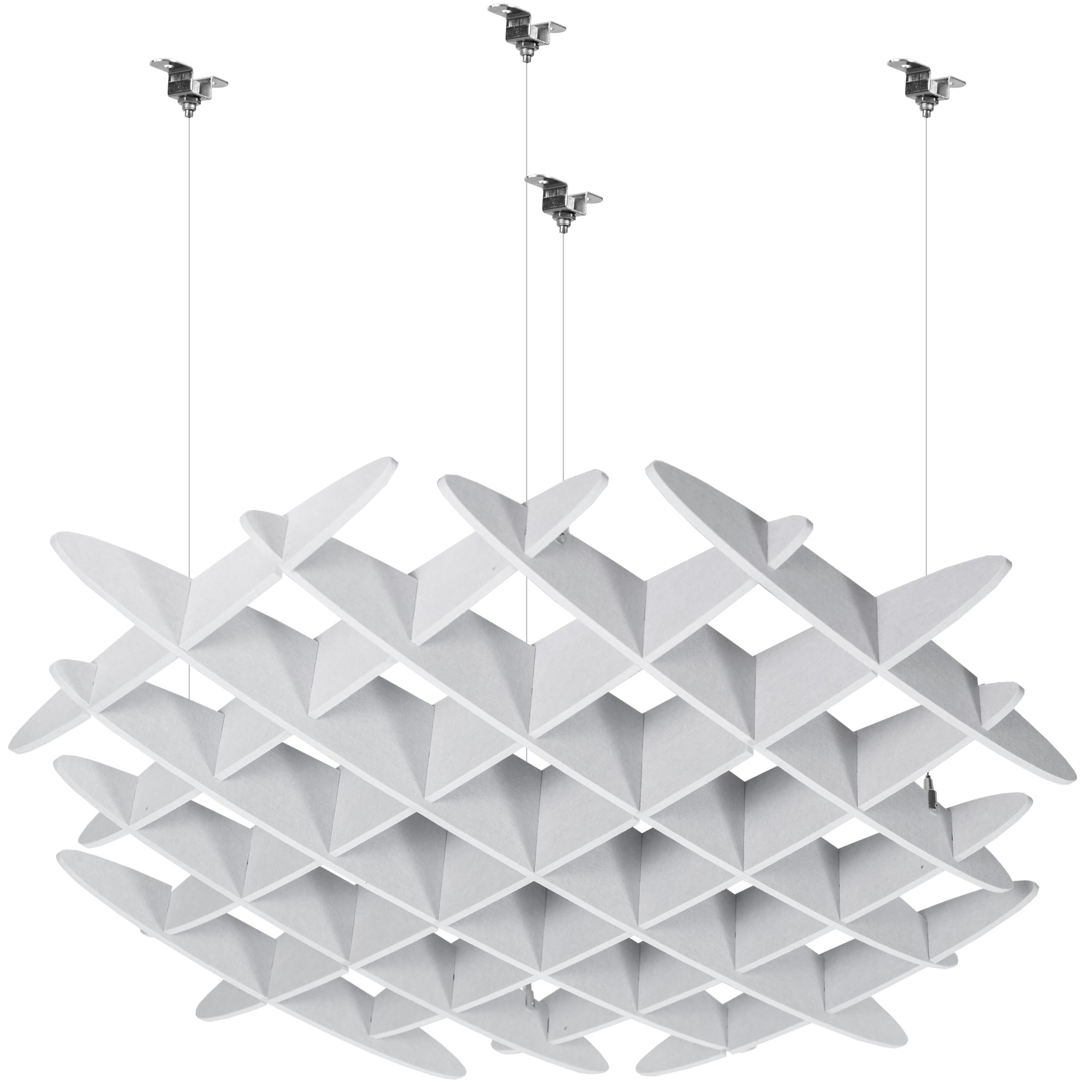 Vivo Acoustic Ceiling Waffle Panel, Hexagonal Hanging Sound Absorber, Modern Noise Reduction Chandelier, Light Gray, Pp Cw01G