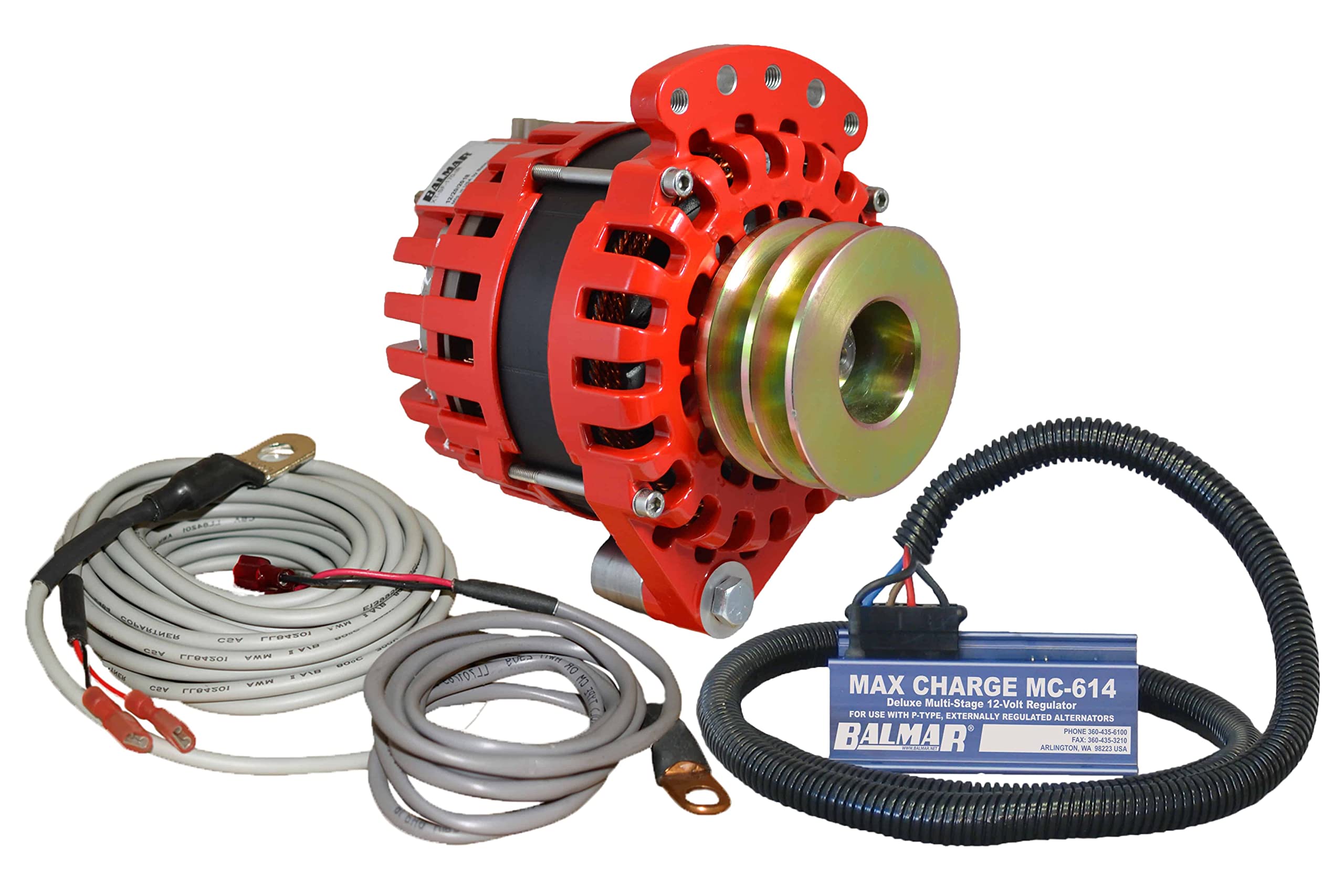 Balmar Alternator 1-2'' Single Foot Dual V Pulley Regulator & Temp Sensor - 170A Kit - 12V,WBAUVB07NLMFMW2