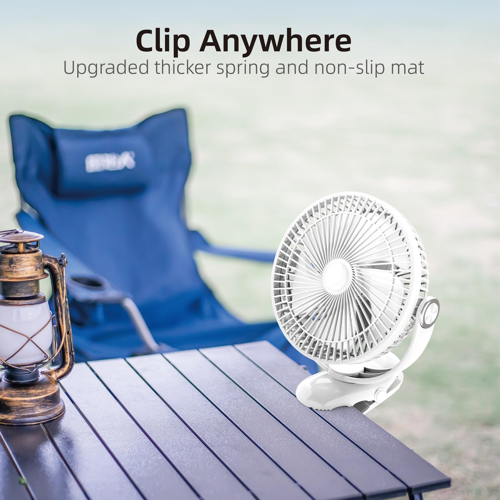 Nuerst 10000Mah 30Hrs Rechargeable Clip On Fan, 8 Inch Battery Operated Fan Portable, 4 Speeds, Sturdy Clamp, Quiet Usb Fans For