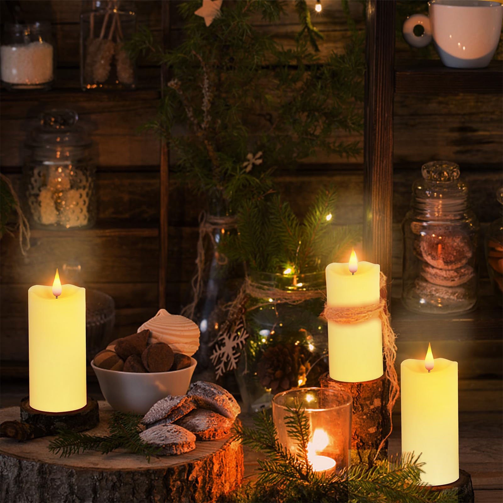 Aignis Indoor Flameless Led Candles Battery Operated With Remote Timer And Unique Double Color Flame For Home/Wedding/Holiday De