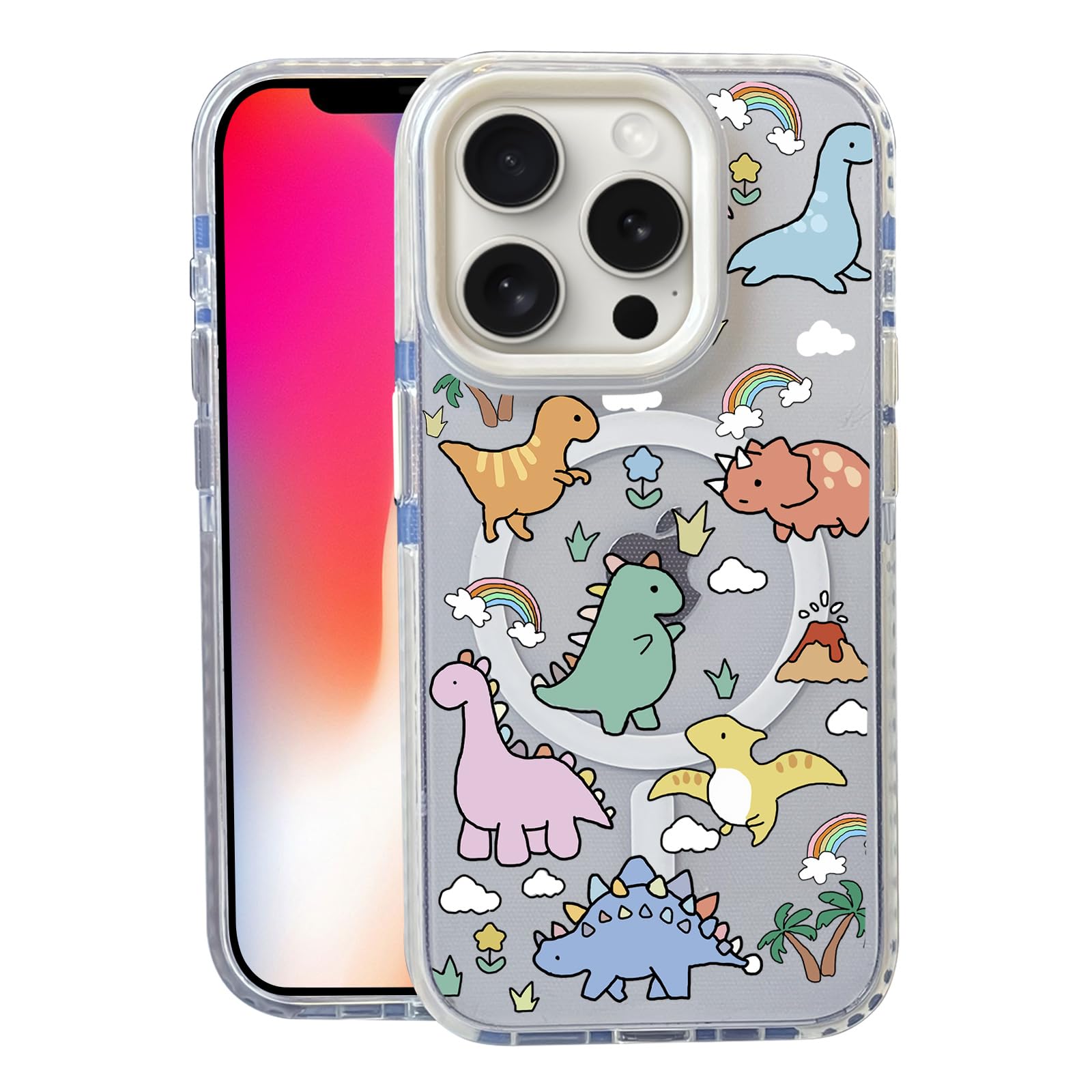 Nimeey Little Dinosaur for iPhone 16 Pro Case,MagSafe Compatible,Matte Soft Slim Shockproof Cover,Anti-Fingerprint,Anti-Yellowin
