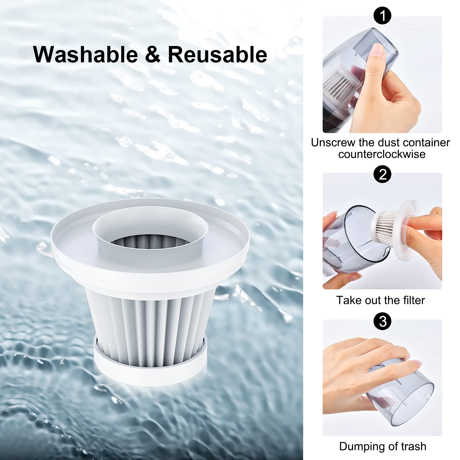 Upfox Handheld Vacuum Cleaner Cordless   Mini Car Vacuum Cleaner Rechargeable For Car, Home, Office, Pet Hair Travel Cleaning (B