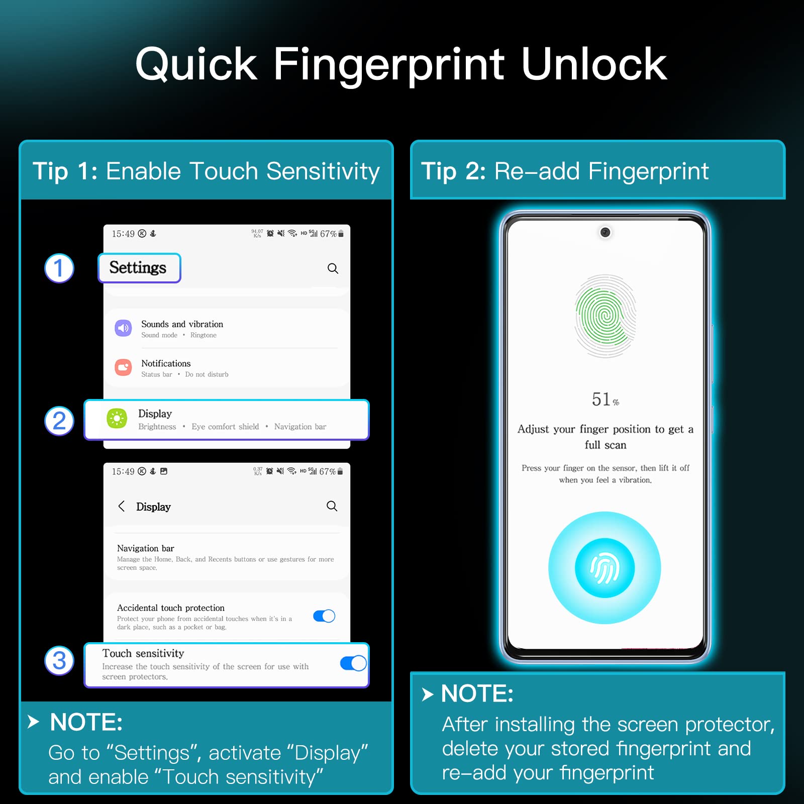 Jetech Screen Protector For Samsung Galaxy A53 5G / A52 / A52 5G / A52S 5G, 9H Tempered Glass Film, Anti Scratch, Hd Clear, 3 Pa