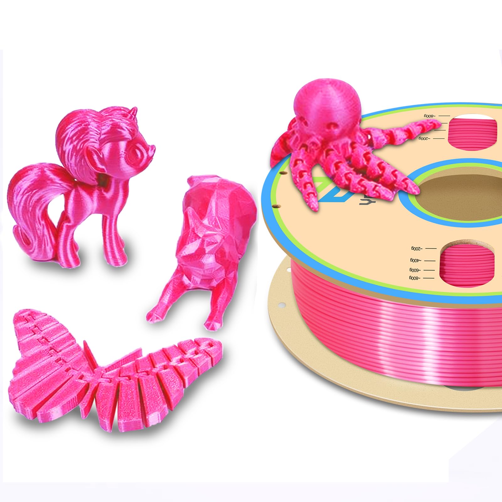 Yousu Silk Pla 3D Printer Filament With Shiny Surface, Silk Pink Pla Filament 1.75Mm 1Kg, Compatible With Most Of 3D Printer.