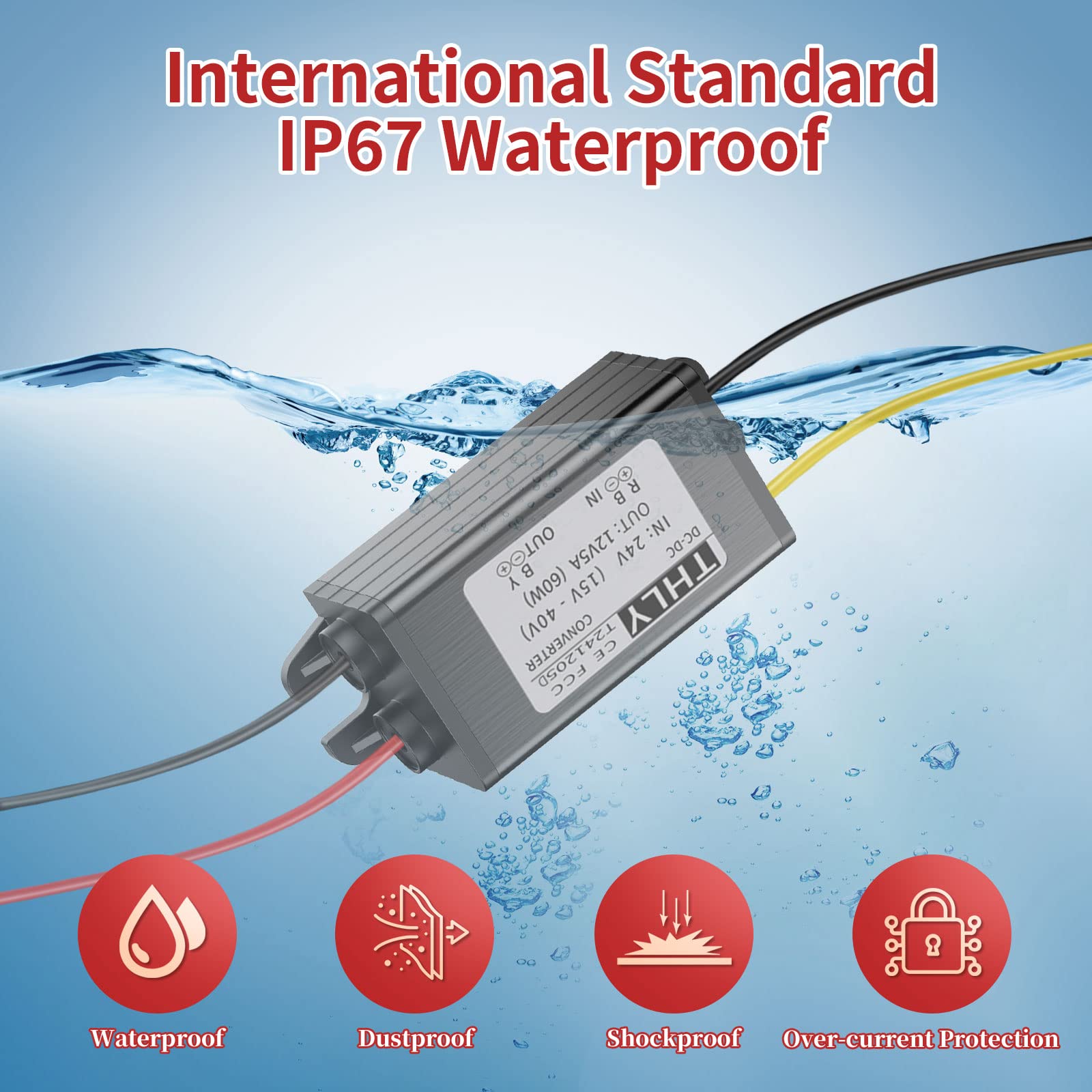 24V To 12V Converter With Fuse Waterproof And Wire Terminal Block, More Safe 18V To 12V Step Down Converter 5A 60W, Dc To Dc Con