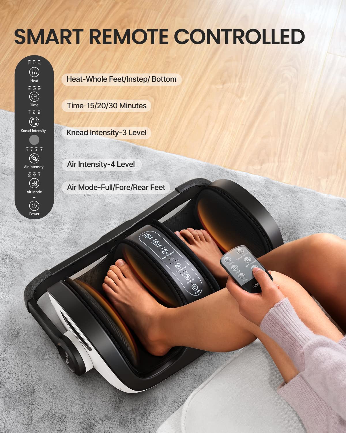 Renpho Shiatsu Foot Massager With Heat, Foot And Calf Massager Focus On Feet Health, Deep Kneading Massage For Plantar Fasciitis