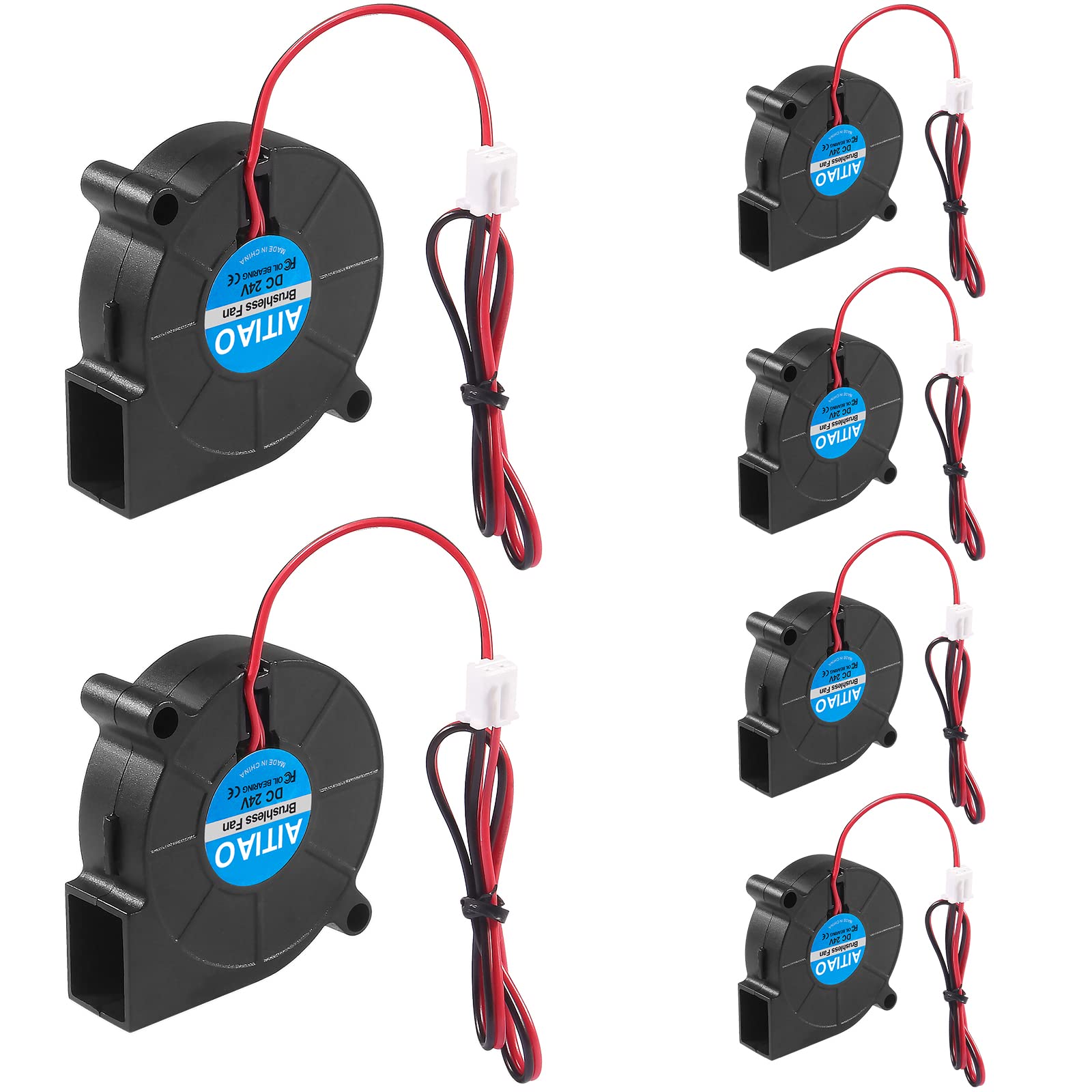 Aitiao 6Pcs 5015 Blower Cooling Fan,Dc 24V 50X50X15Mm 3D Printer Blower Brushless Cooling Fans 5015 Oil Bearing Turbine Fans Blo