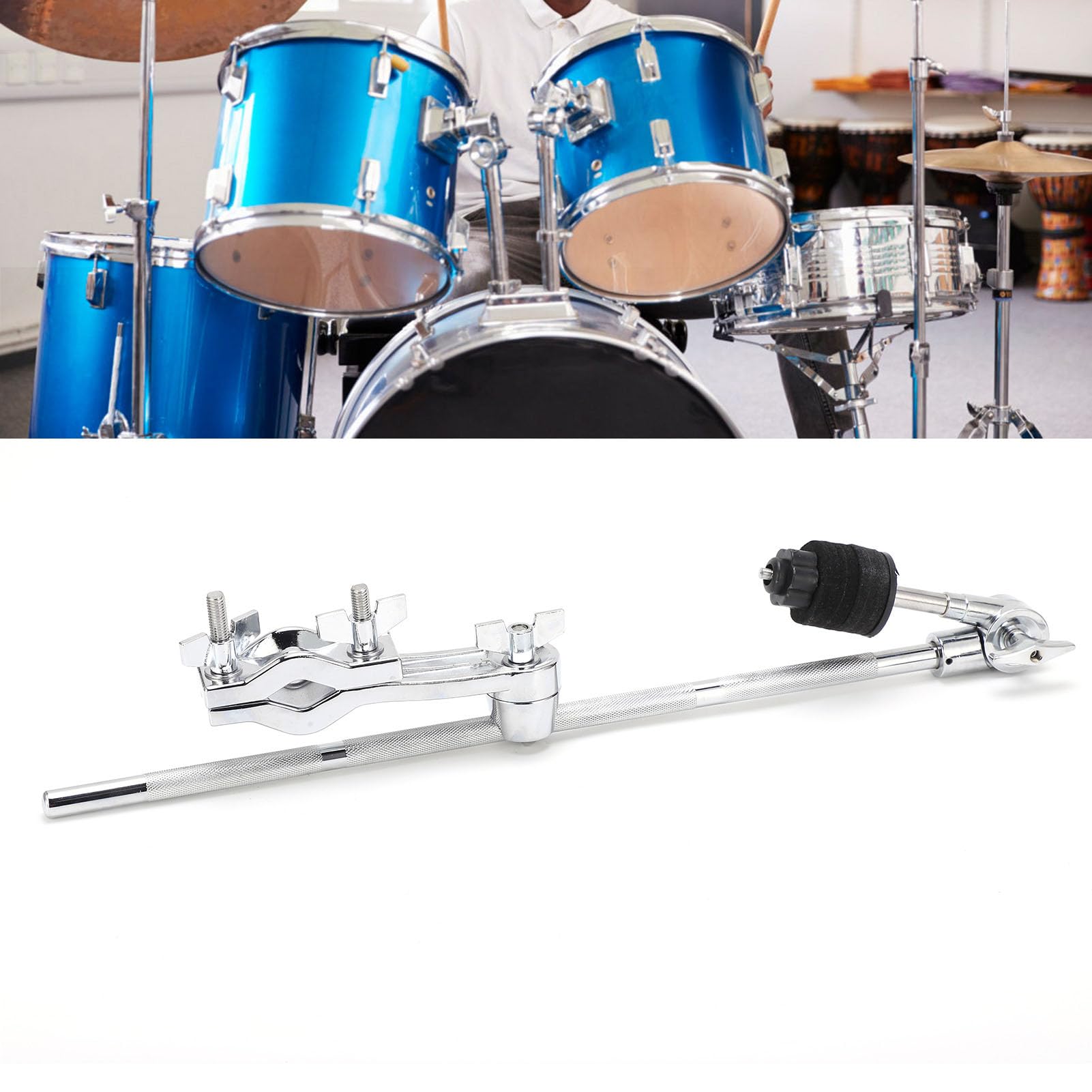 Walfront Cymbal Stand Extension Stand Clamps Holder Adjustable Boom Attachment Handbell Cowbell Clamp Holder Removable With Felt Pad Percussion Instrument Accessories