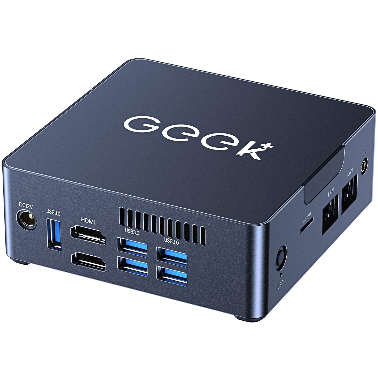 GEEK+ Mini PC with Windows 10, Ultral Small HTPC PC Desktop 4K HD Intel Celeron J3455 6GB DDR4/128GB SSD, Portable Slim Mini PC