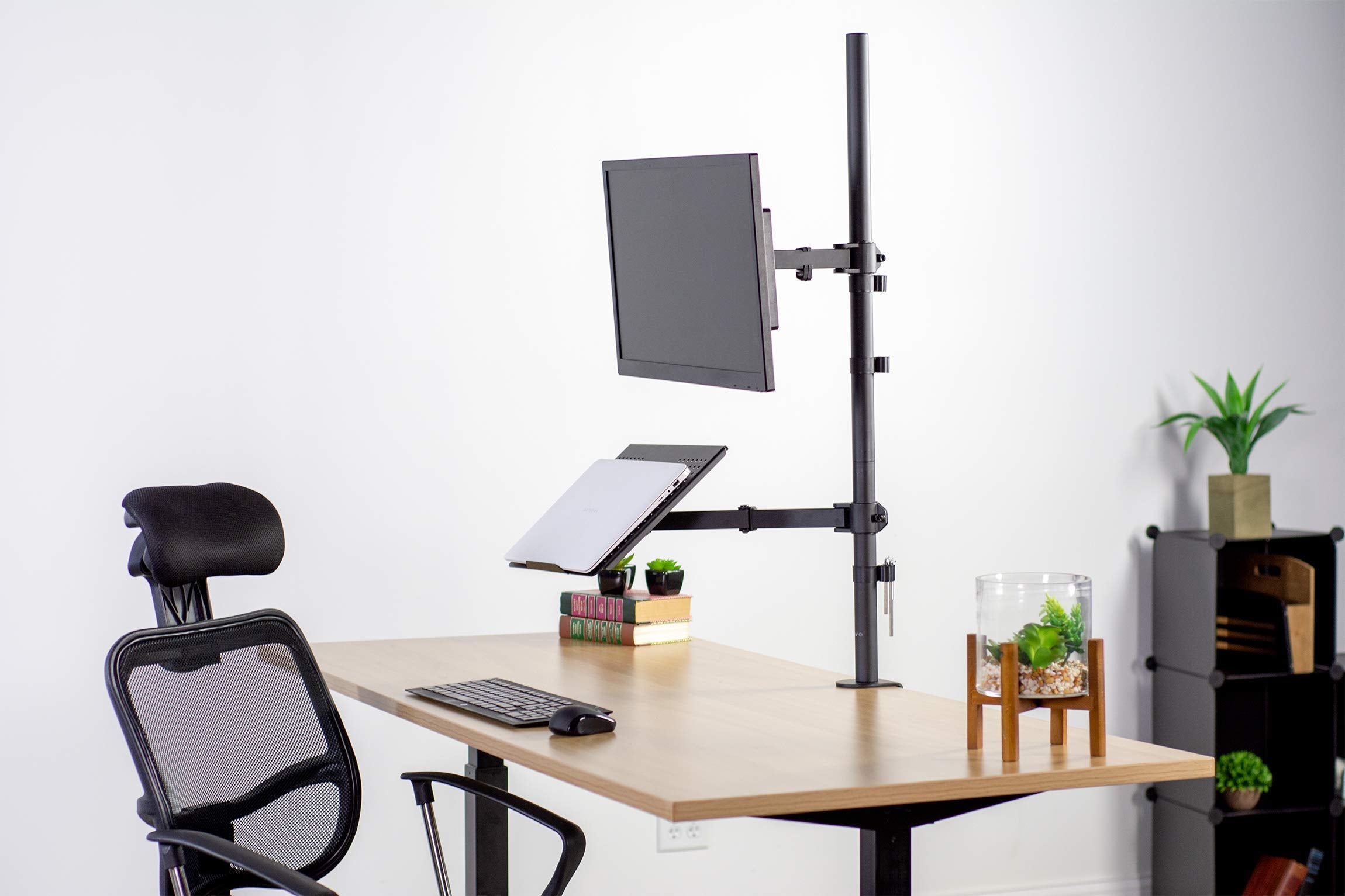 Vivo Laptop And 13 To 32 Inch Lcd Monitor Stand Up Desk Mount, Extra Tall Adjustable Stand, Fits Laptops Up To 17 Inches (Stand