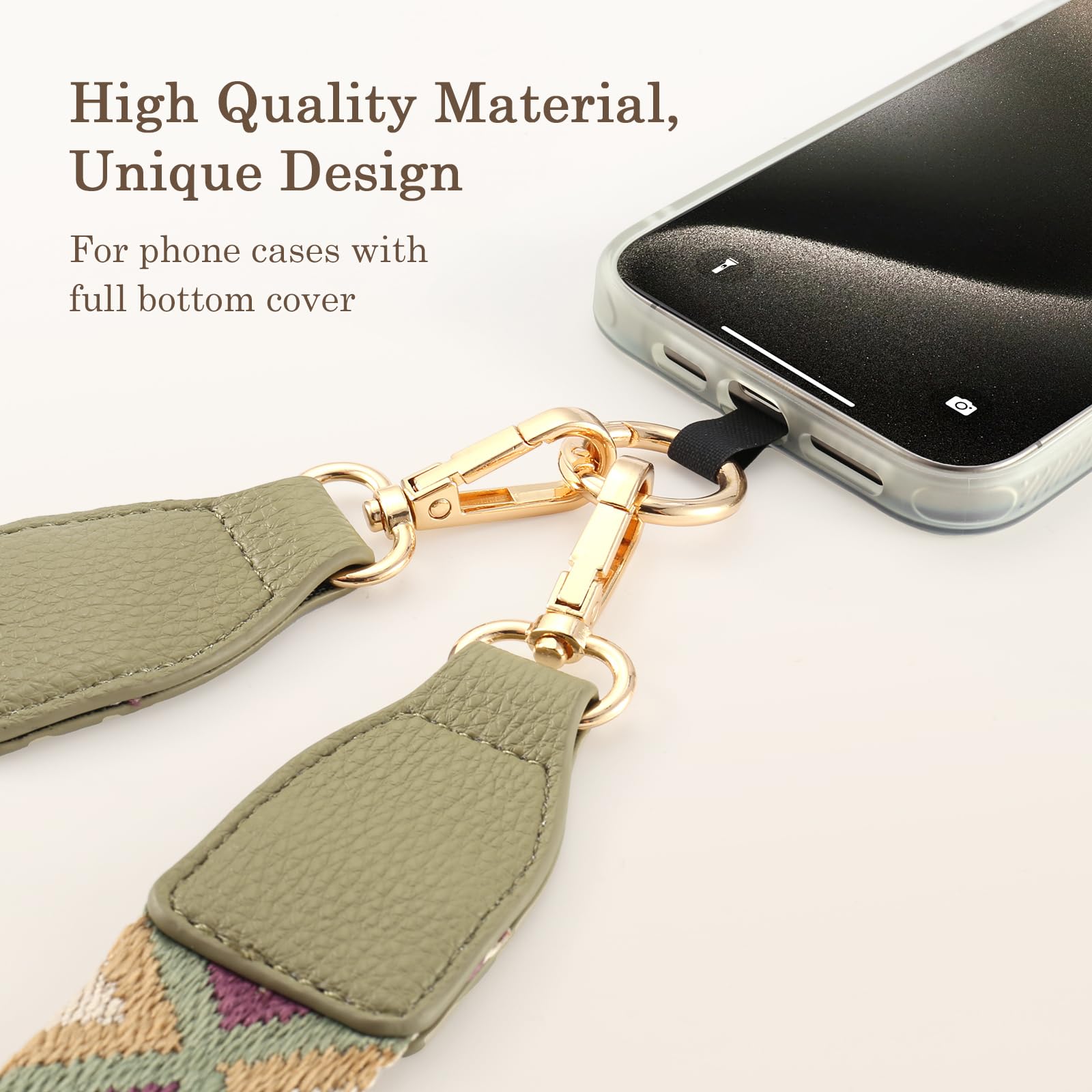 Diaclara Clip And Go Phone Strap With Zipper Pouch  Stylish Crossbody Adjustable Chain Lanyard With Leather Wallet For All Phone