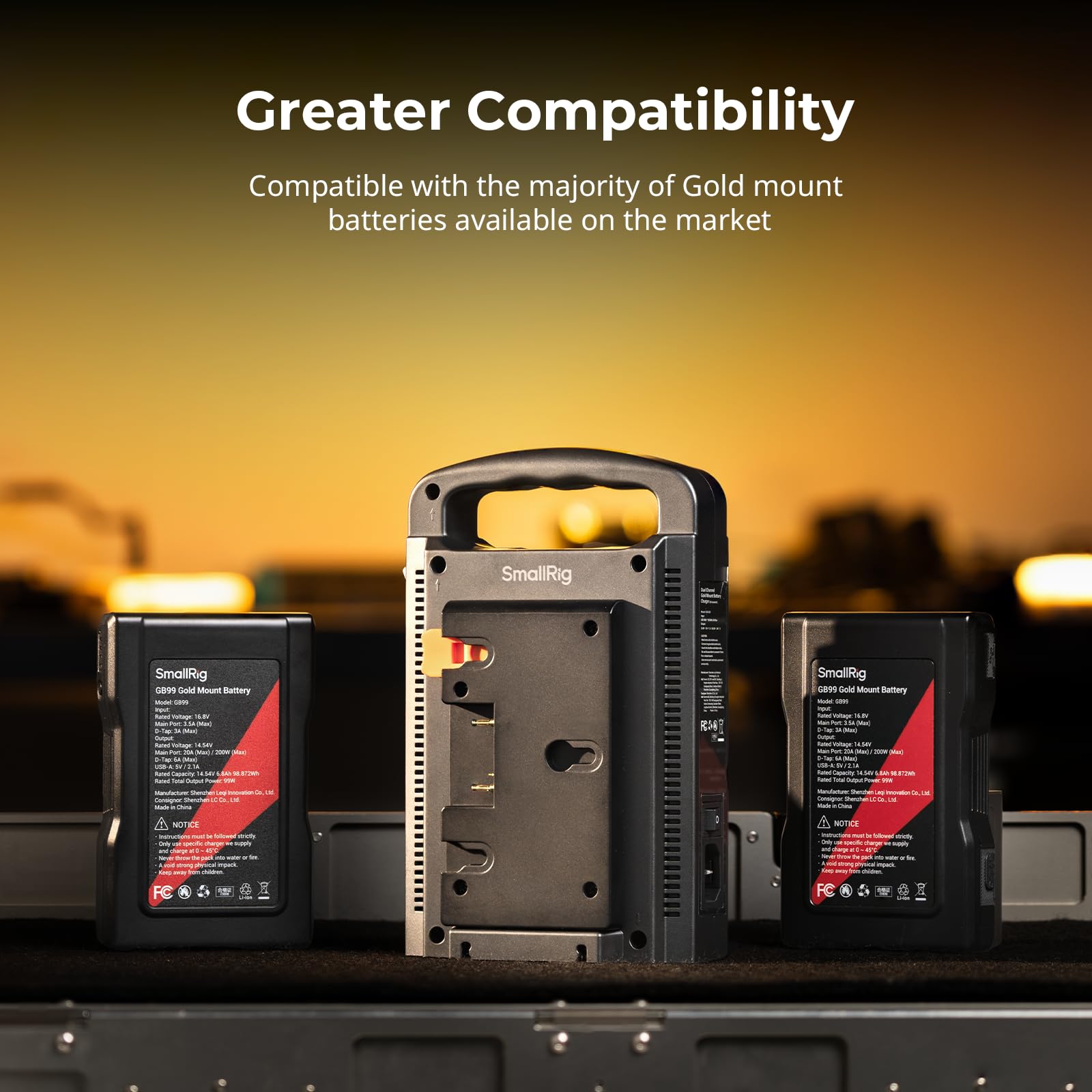 Smallrig Gold Mount Battery Charger - Dual Channel, Fits 4678 Battery, Indicator Lights - 4679