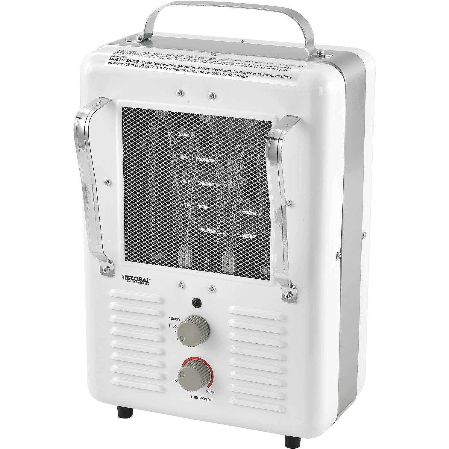 Global Industrial 1500W Portable Electric Milkhouse Heater, Steel, 120V, White