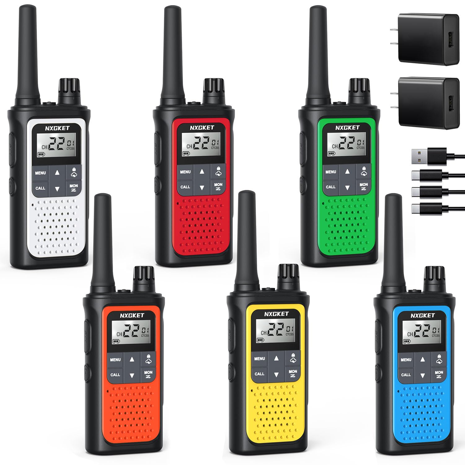Nxgket Walkie Talkies Long Rang For Adults Noaa Weather Alerts Scan, Rechargeable Walkie Talkies 2 Way Radio 22 Channel 6 Pack W