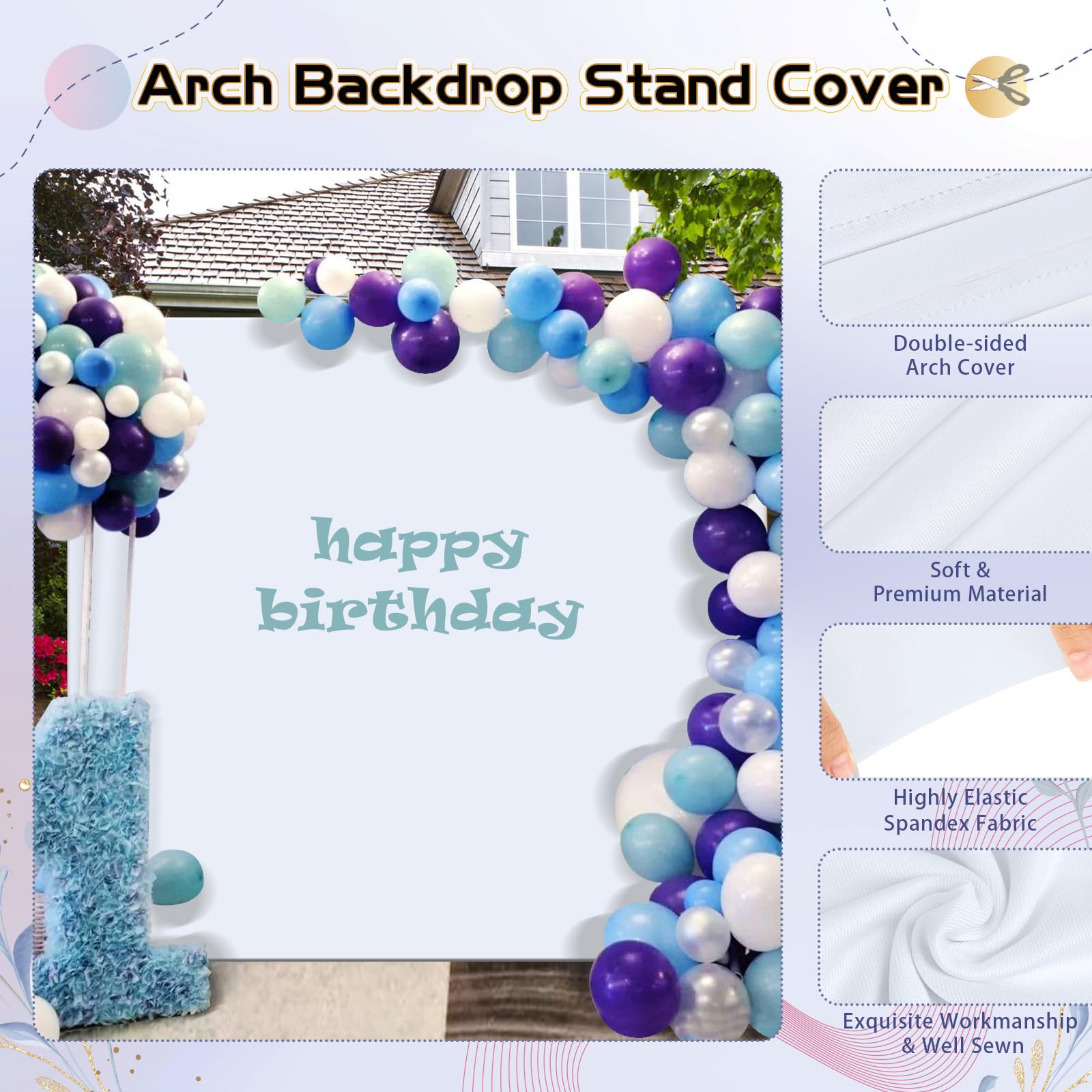 Aerwo Wedding Arch Cover 6.6X6.6Ft, Square Backdrop Cover Spandex Fitted Arch Covers, Stretchy Backdrop Stand Cover  Backdrop Pa