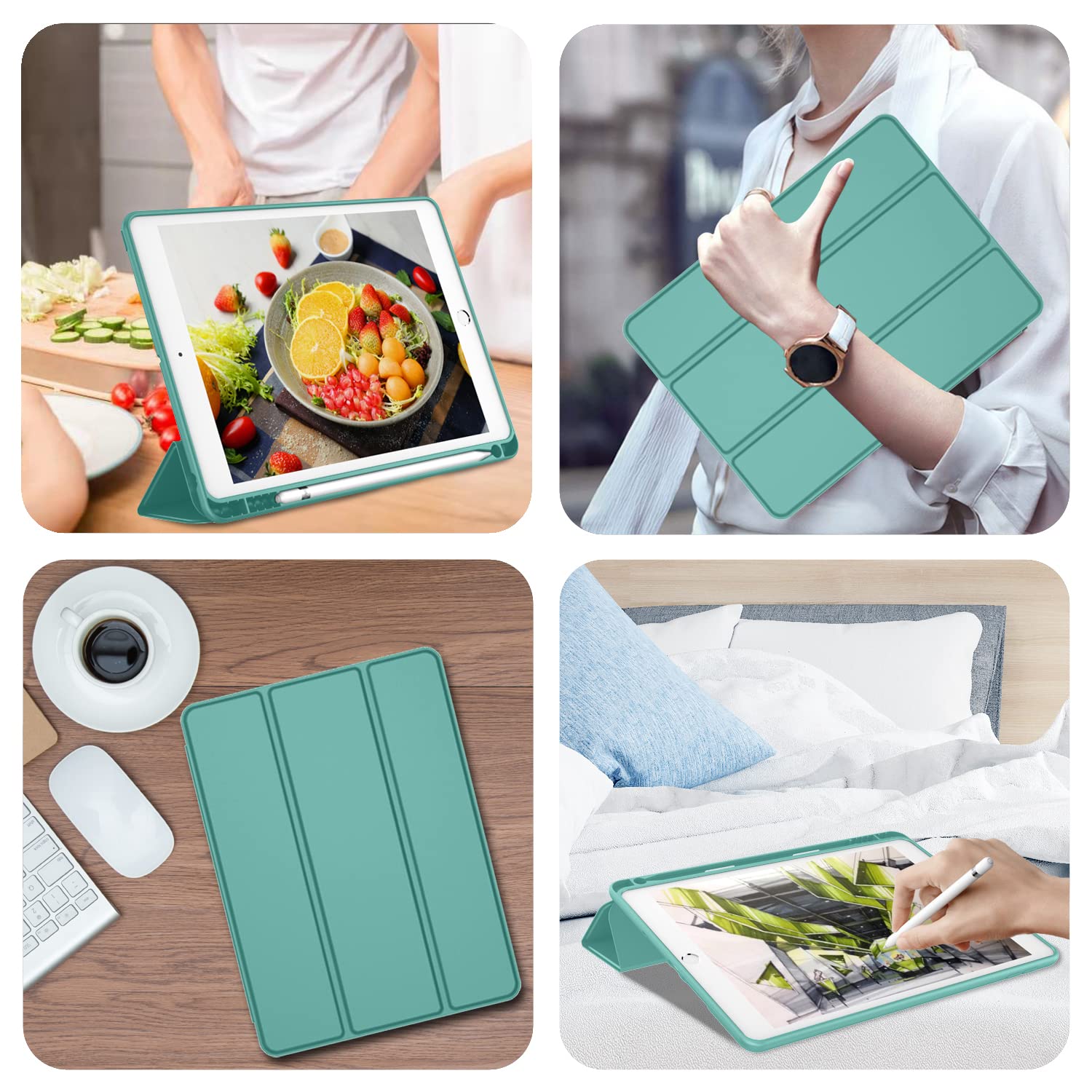 Imieet Ipad 9.7 Case (2018/2017 Model, 6Th/5Th Generation), Smart Cover With Pencil Holder And Soft Baby Skin Silicone Back And Full Body Protection, Auto Wake/Sleep Cover (Forest Green)