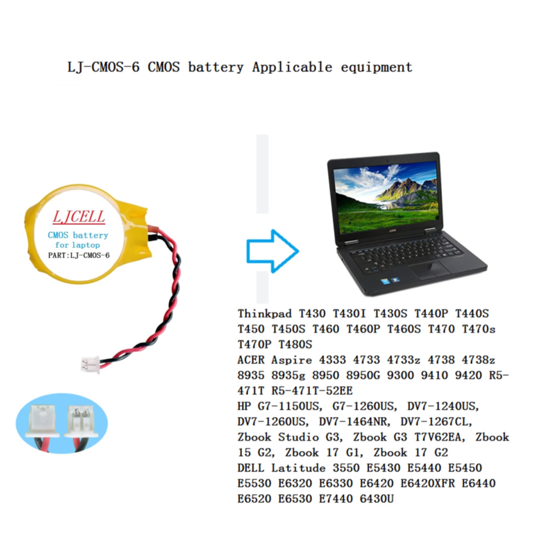 Ljcell Cmos Battery For Ibm Lenovo Thinkpad T430 T450S T460 T460P T480S Dell Latitude E5450 E5430 E5440 E5530 E6420 E6320 E6330