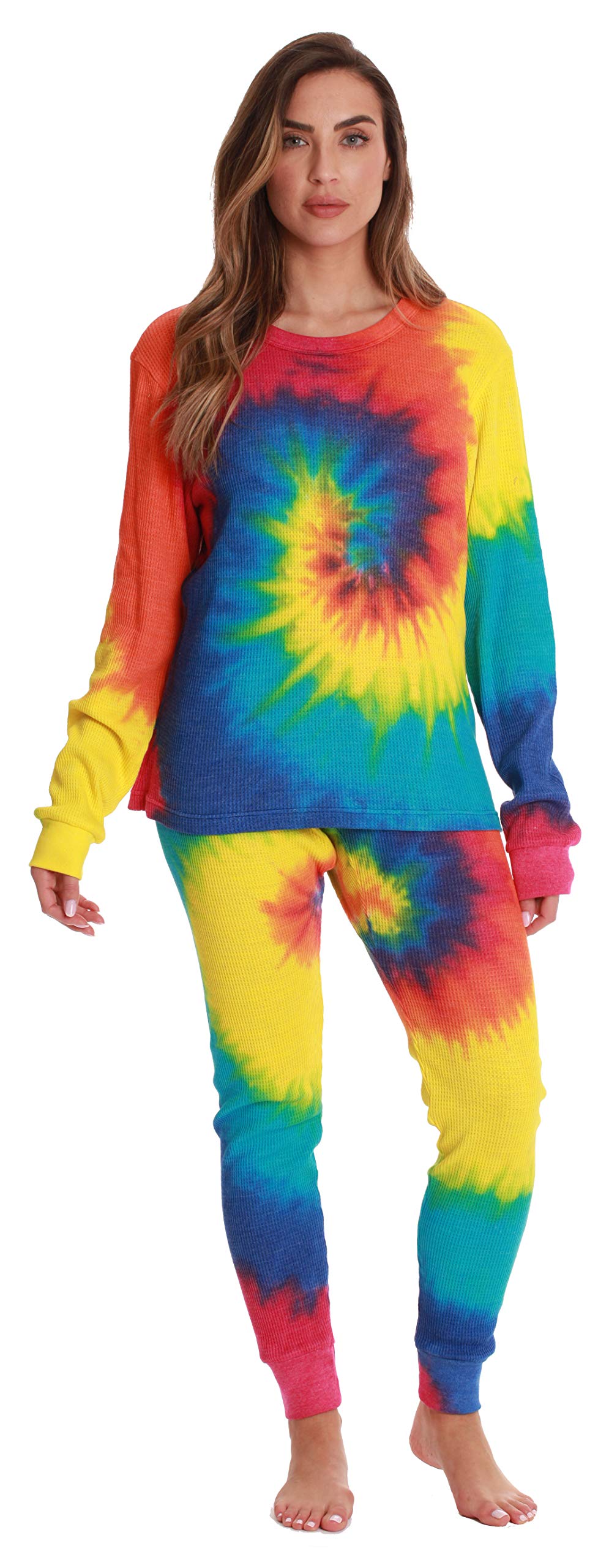 Just Love Womens Tie Dye Two Piece Thermal Pajama Set 6770 10364 L