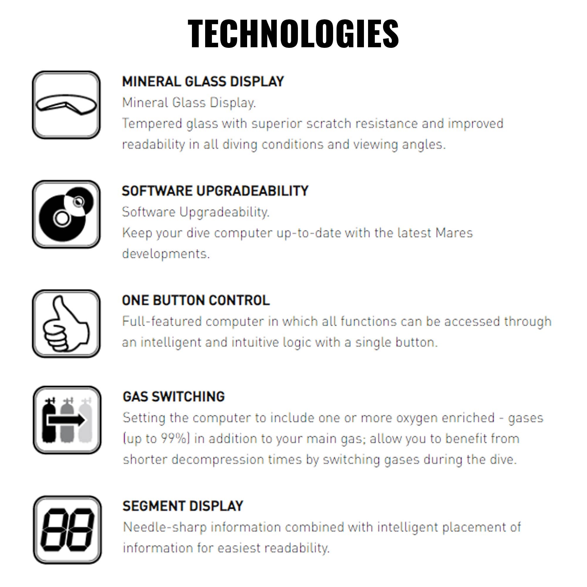 Mares Puck Pro+ Wrist Dive Computer | Ultra Flat Design Watch Style One Button Control Underwater Scuba Diving Computer, Black/W