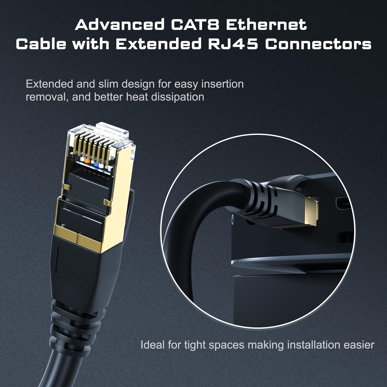 Dbillionda Cat8 Ethernet Cable, Outdoor&Indoor, 6Ft Heavy Duty High Speed 26Awg, 2000Mhz With Gold Plated Rj45 Connector, Weathe