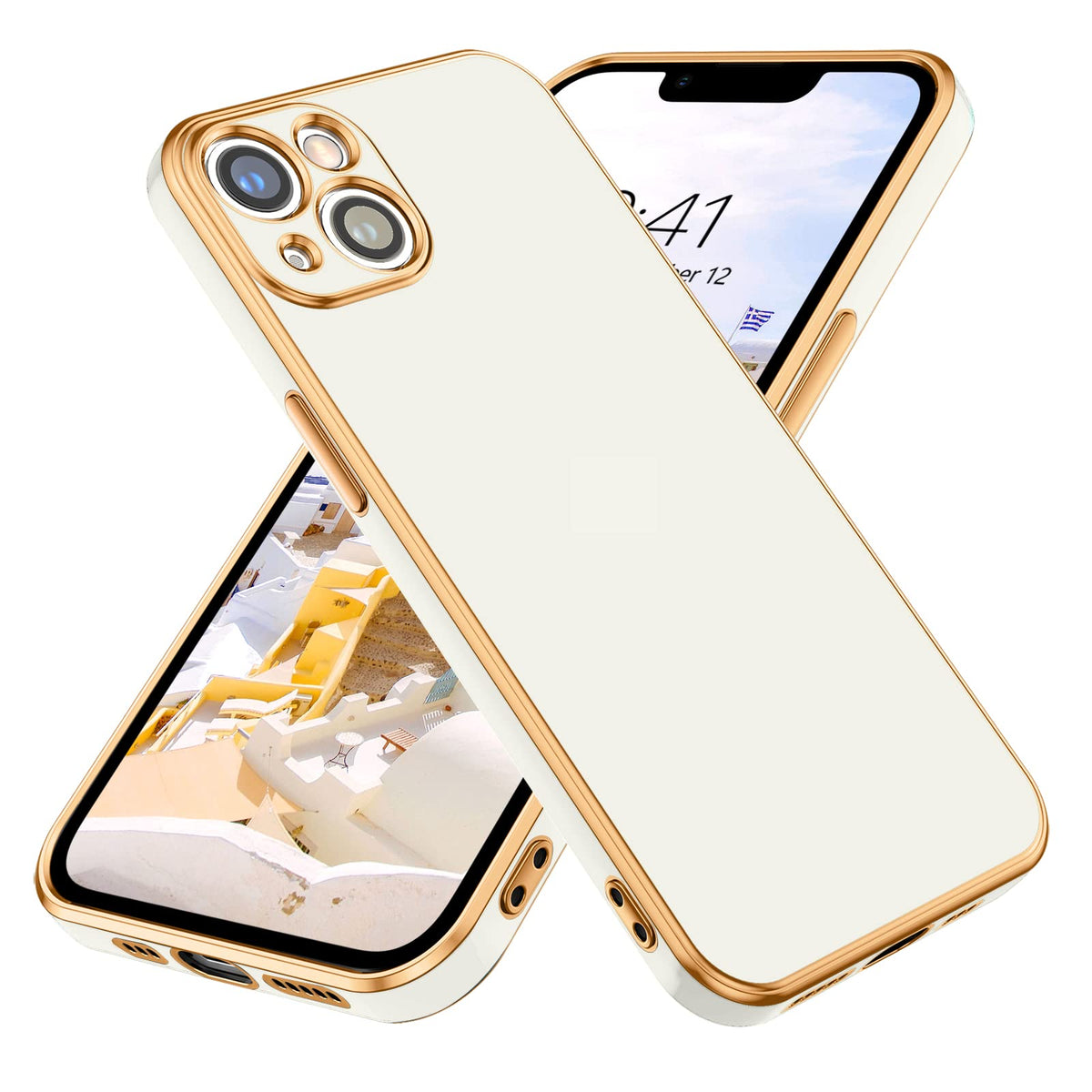 Bentoben Compatible With Iphone 13 Case, Slim Luxury Electroplated Bumper Women Men Girl Protective Soft Case Cover With Strap F