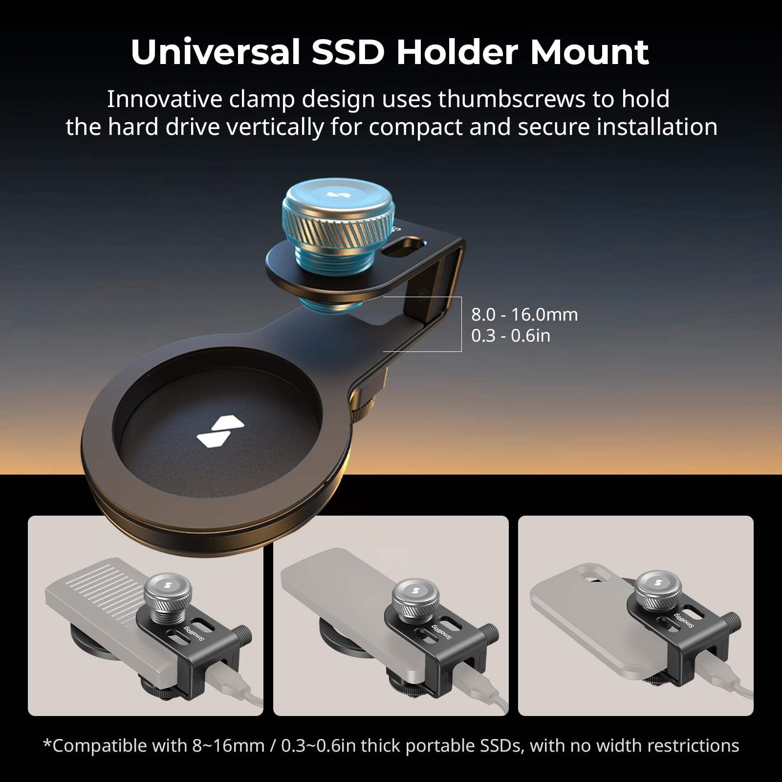 Smallrig Ssd Holder 2-In-1 Ssd Mount Bracket For Magsafe With Cold Shoe Cable Clamp, Compatible With 0.3-0.6In Thick Ssds For Sa