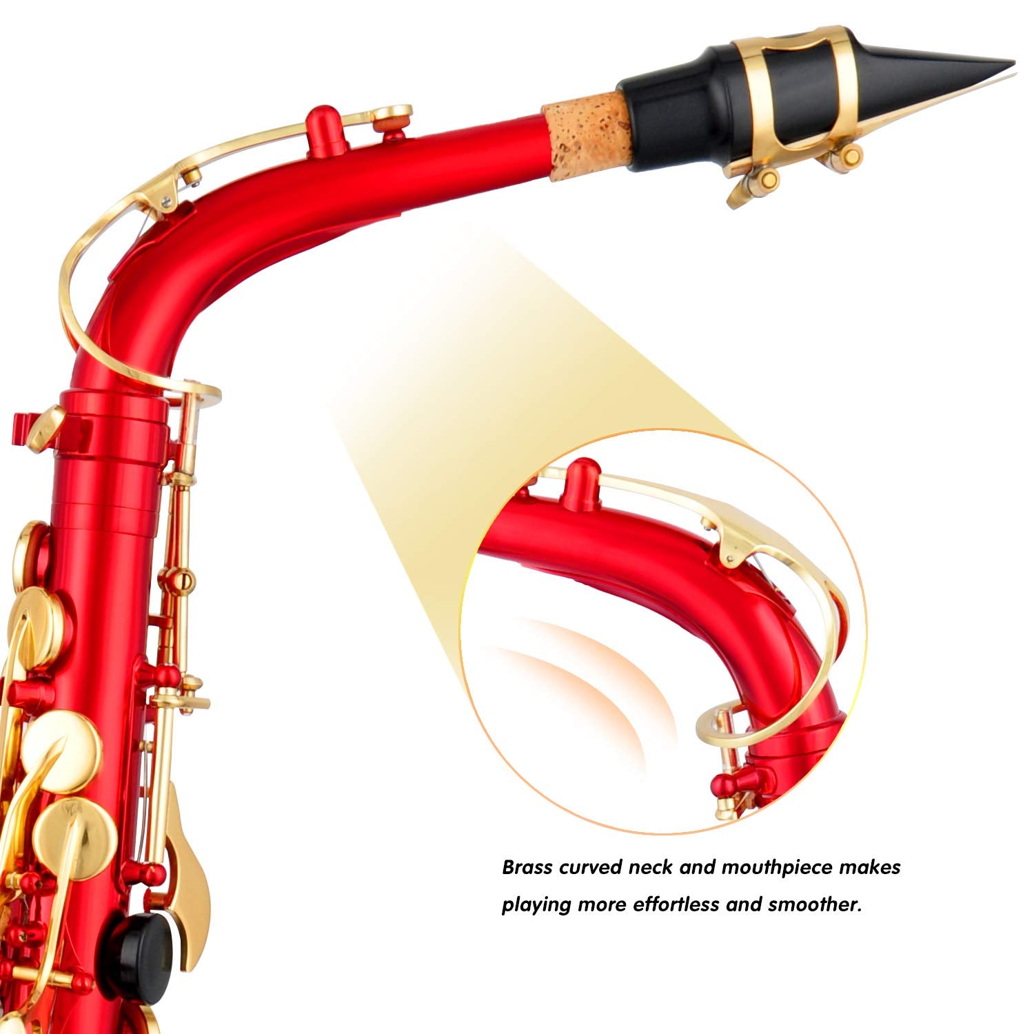 Eastrock Red/Golden Alto Saxophone E Flat Sax Full Kit For Students Beginner With Carrying Case,Mouthpiece,Mouthpiece Cushion Pa