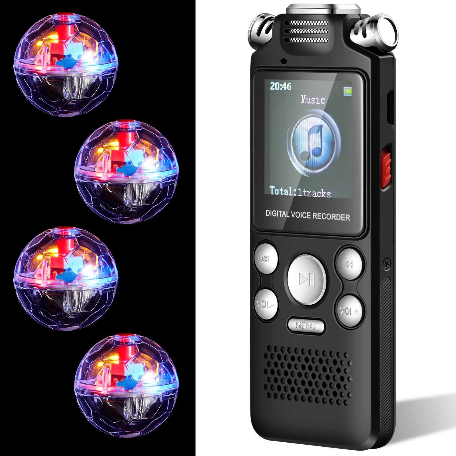 5 Pcs Ghost Hunting Kit Includes Digital Voice Recorders With 4 Led Cat Balls Motion Activated Cat Ball Toy Voice Activated Reco