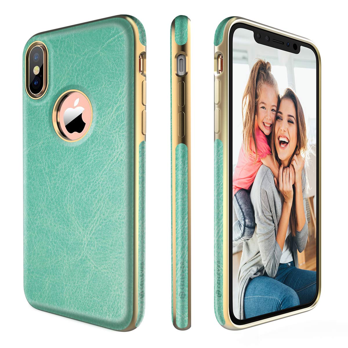Cellever Leather Case For Iphone Xs/Iphone X, 5.8-Inch, Ultra Slim Hand Made Soft Vegan Leather Flexible Protective Cover (Mint)