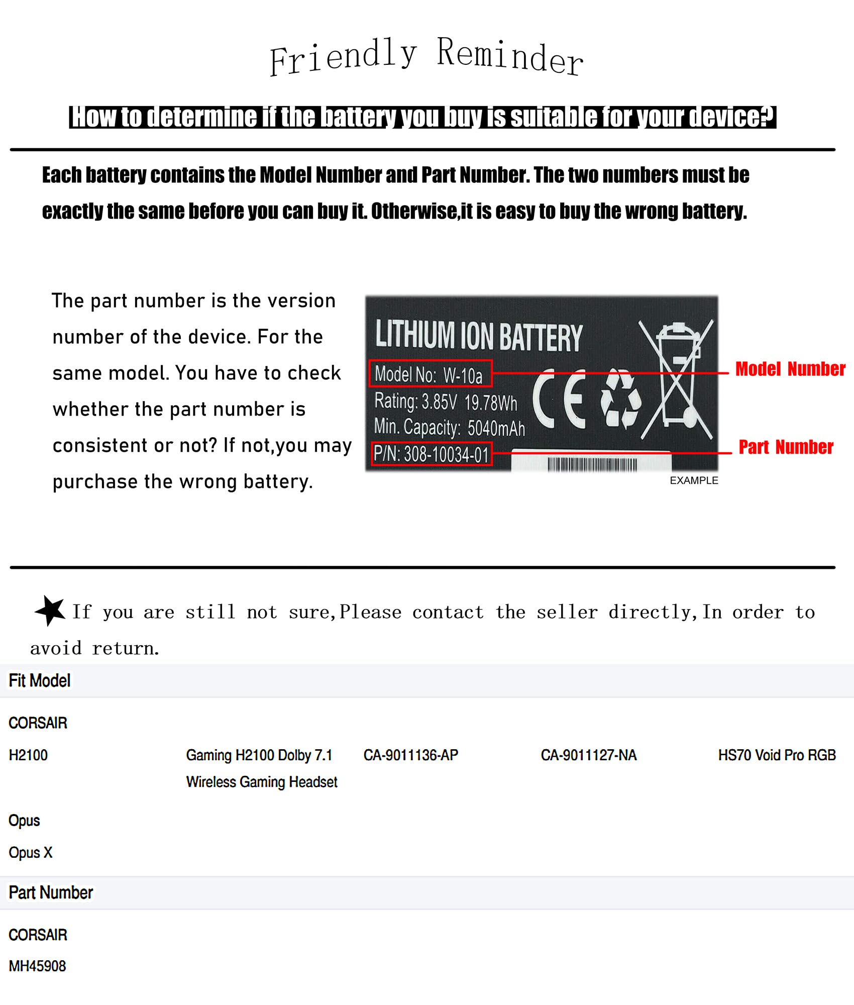 Bcxy Mh45908 Battery Replacement For Corsair Ca-9011127-Na, Ca-9011136-Ap, Gaming H2100 Dolby 7.1 Wireless Gaming Headset, H2100