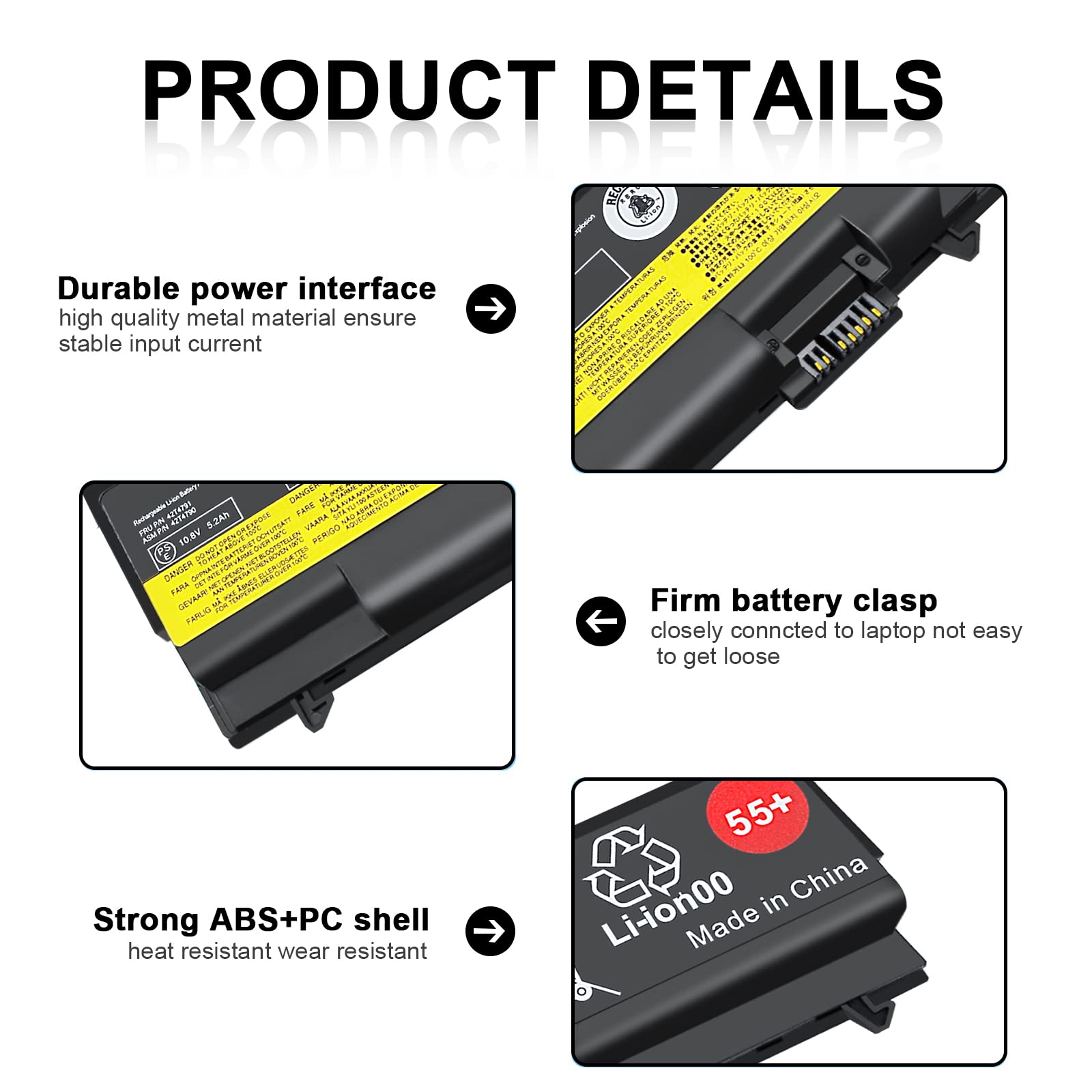 TSKYBEAR Laptop Battery Replacement for Lenovo ThinkPad T410 T510 T520 W510 W520 L412 L420 L512 SL410 SL510 Li-ion 6-Cell Black 57Wh
