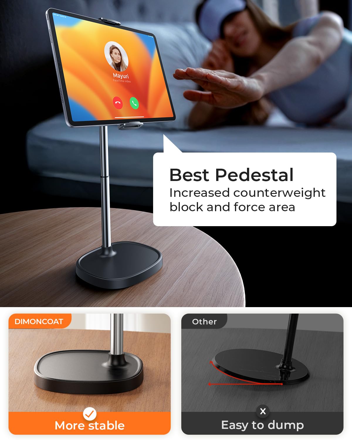 Height Adjustable Tablet Stand For Desk, Tablet Holder 360 Rotation: Desktop Tablet Accessories For 4.7 15.6'' Tablet Like Ipad