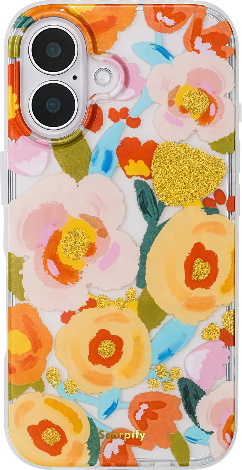 Scorpify For Iphone 16 Case [Compatible With Magsafe] With Heronsbill Floral Design, Cute Clear Flower Magnetic Phone Cover For