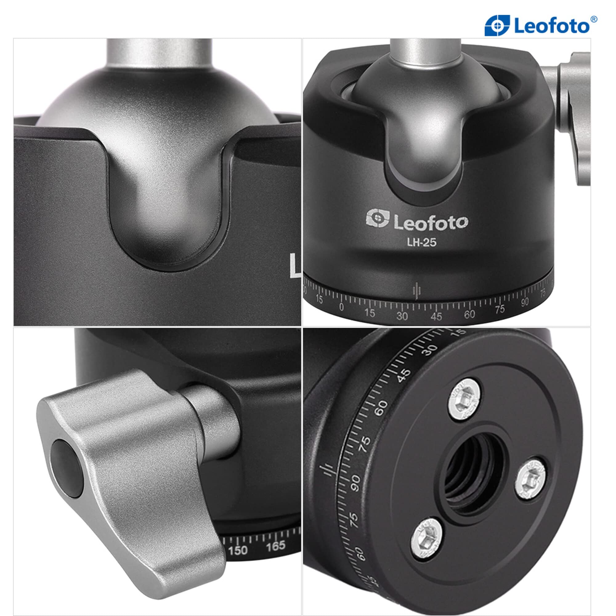 Leofoto   Lh 25 Tripod Head With Pu 25 Quick Release Plate   Ultra Light And Small   Load Capacity: 6 Kg   Lh 25+Pu 25
