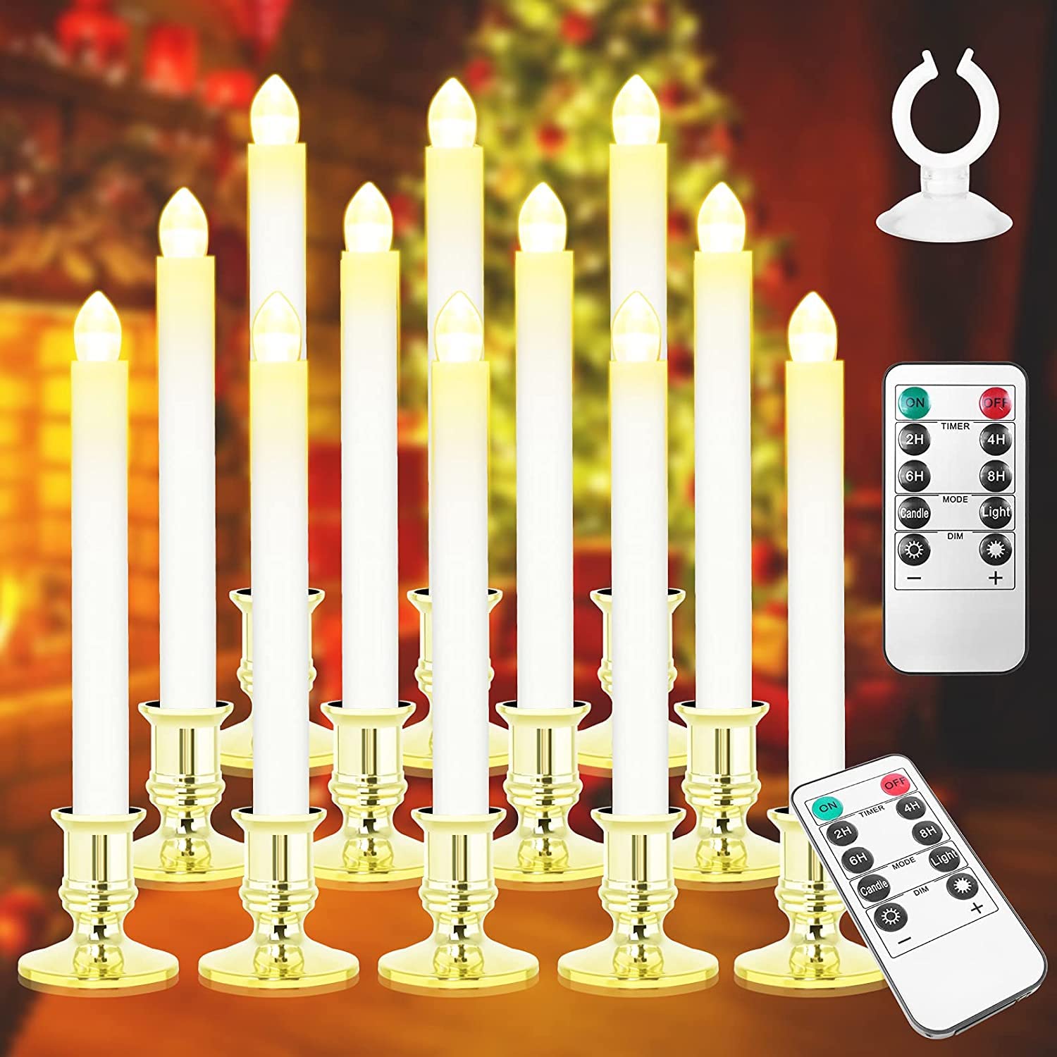 Koncifun Window Candles 12 Pack Battery Operated Candles With Timer Flameless Candles Battery Candles With 2 Remote Controls Chr