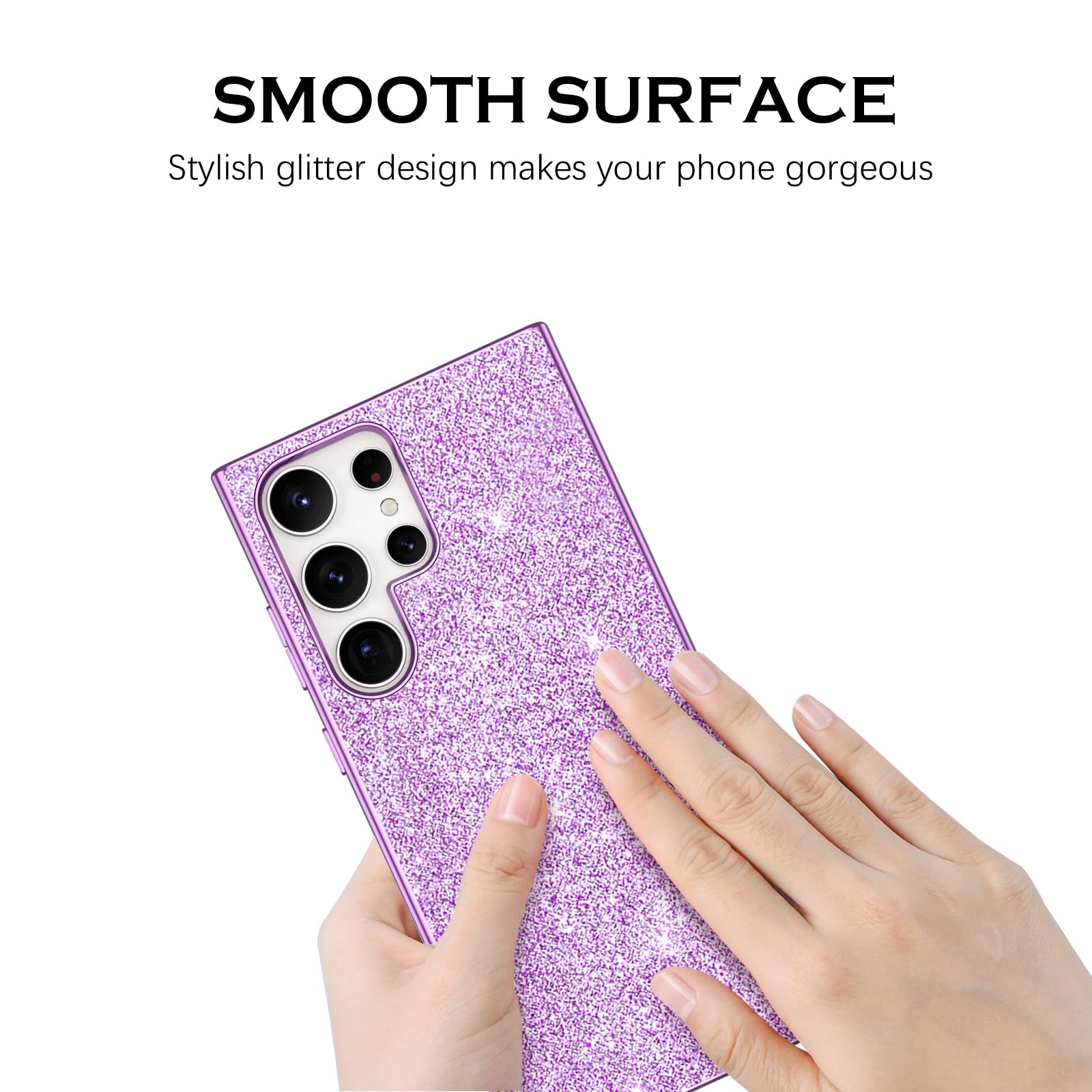 Yinlai Samsung Galaxy S23 Ultra Case, 6.8 Inch Glitter Bling Sparkly Shiny Slim Women Girls Hybrid Soft Smooth Shockproof Protec