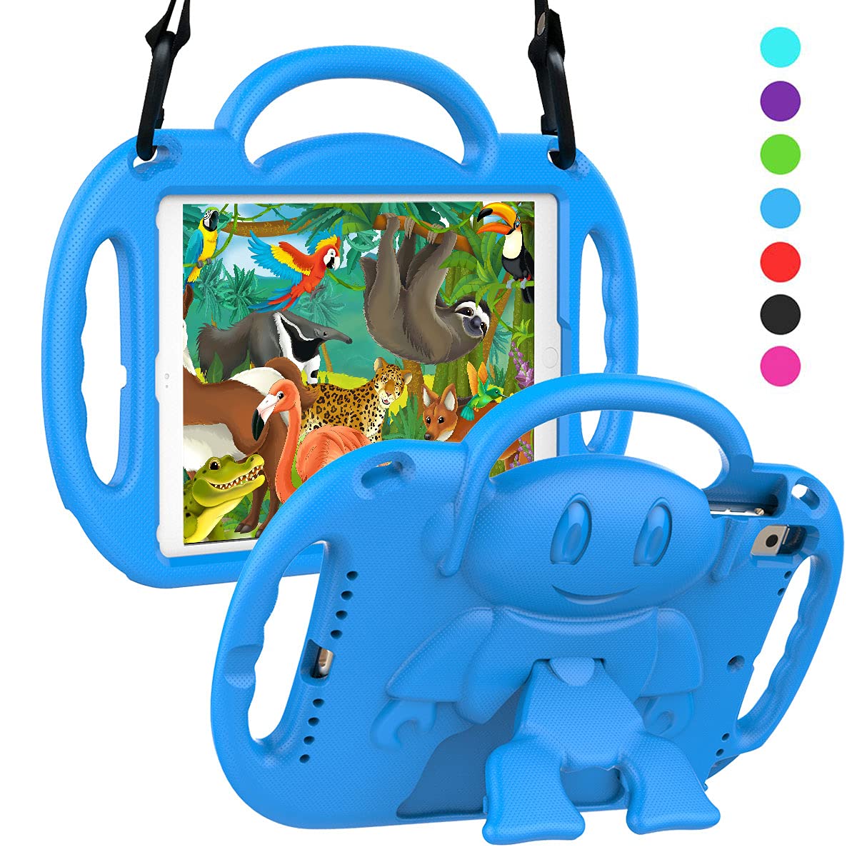 Suplik Kids Case For Ipad 5Th/6Th Generation (9.7 Inch, 2017/2018), Ipad Air 1 & Air 2 & Pro 9.7 Kids Case With Shoulder Strap H