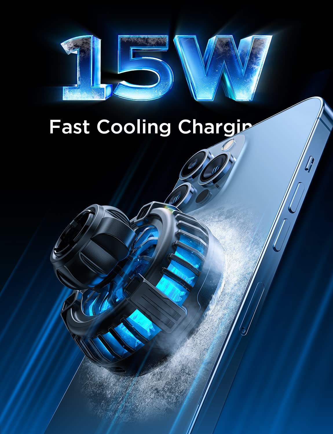 Lisen For 15W Fan Magsafe Car Mount Charger - [Fastest Cooling Charger] Magnetic Phone Wireless Charging Mount For Iphone 16/15/