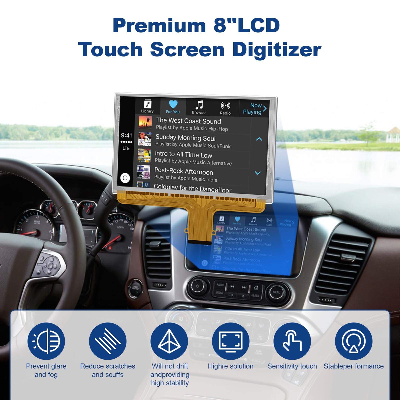 Lbw Professional Fit Gmc 8'' Touch Screen   Digitizer Navigation Radio, Touch Screen With Lcd Radio Fit For Chevrolet 2015 2018,